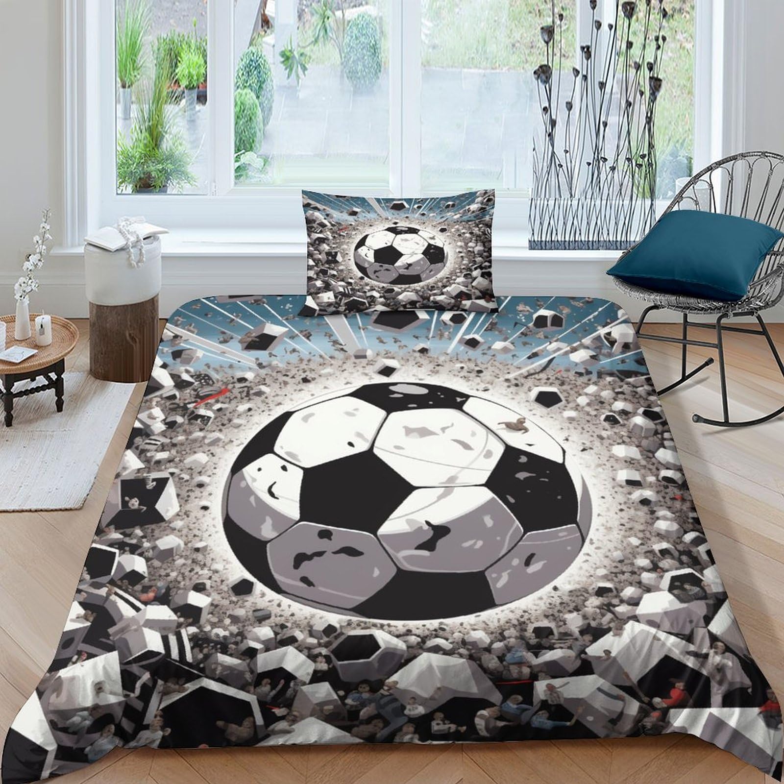 Funda nórdica fútbol 135x200 transpirable con cremallera para niños