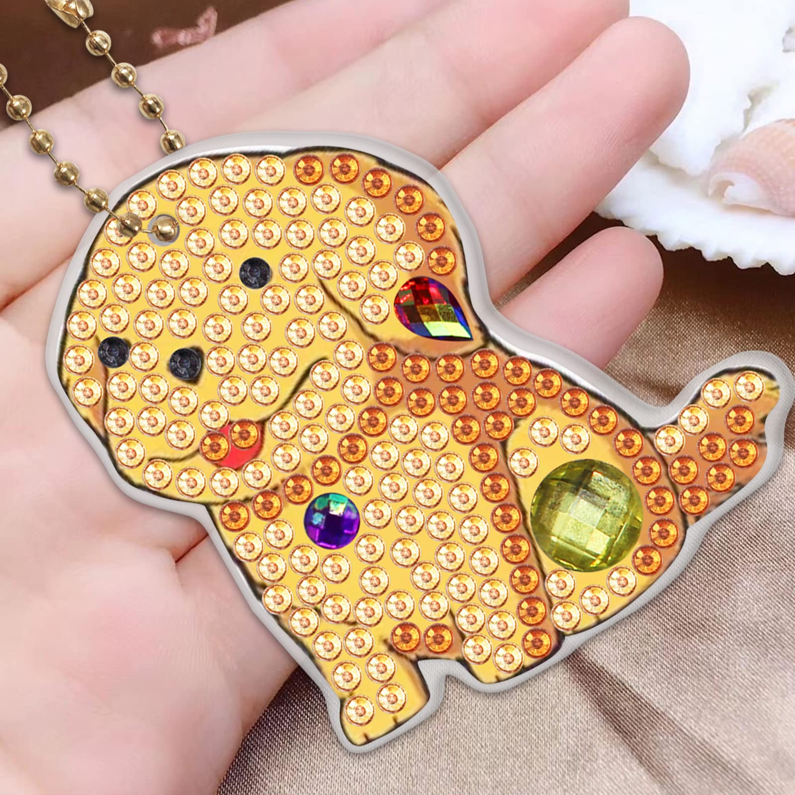 5 Pièces Porte-Clés 5D Double Face Diamant Painting - Kit DIY Chiens Mignons Pour Enfants Et Adultes