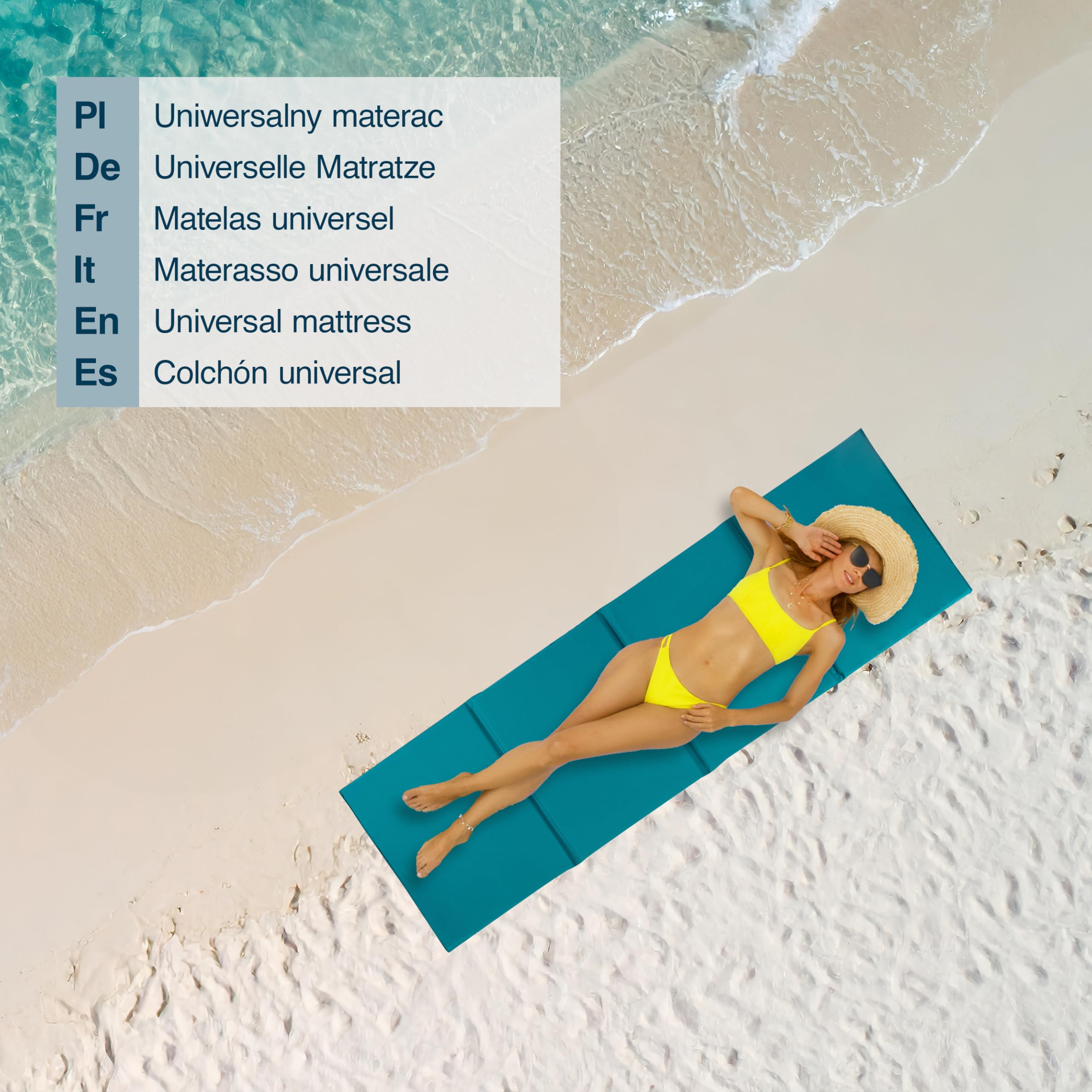 Tapis de Plage Pliable rembourré 200x62 cm Marine, Matelas