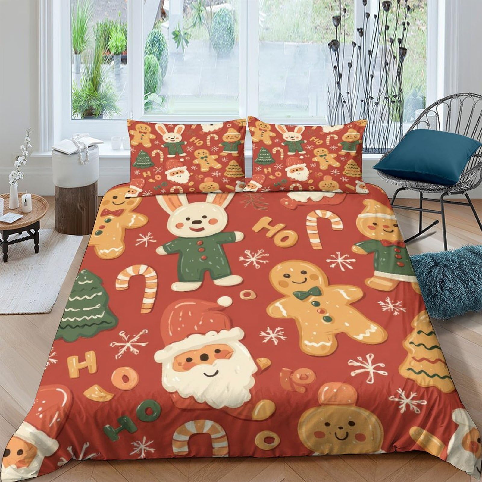 Ctjqhvkz Style-6 3D Printed Christmas Santa Fitted Sheet Microfiber Festive Gingerbread Mattress Cover For Bedroom Dorm Holiday Décor Single（135X200cm）