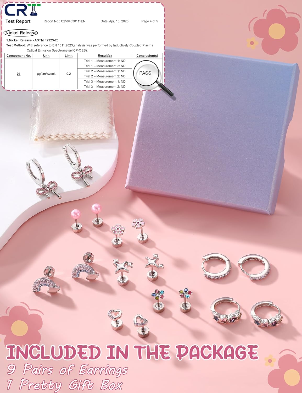 LOYALLOOK Hypoallergenic Earrings for Women Surgical Stainless Steel Screw Back Earrings Set for Sensitive Ears Flower Heart Butterfly Hoop Stud Earrings Screwback Flat Back Stud Earrings 20G - Image 6
