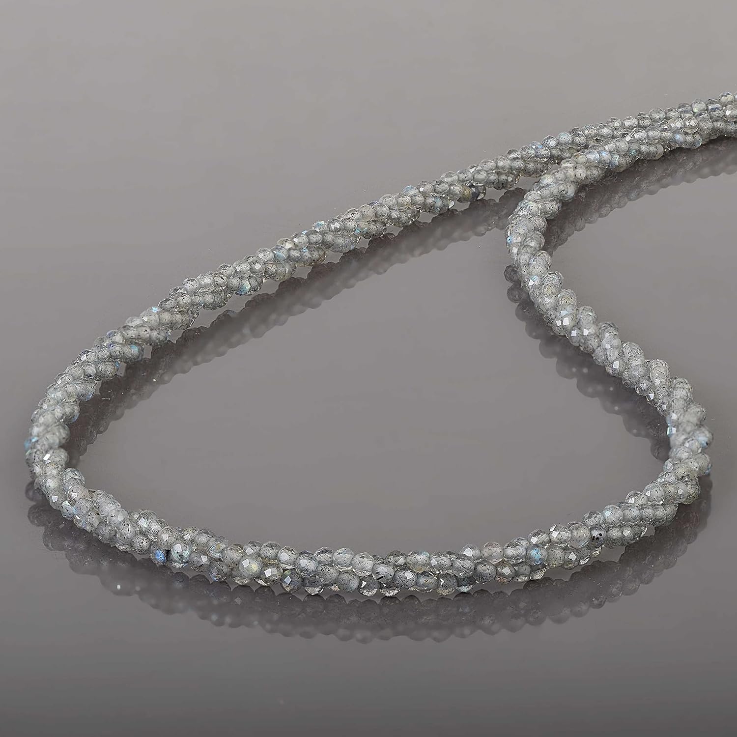 AAA Quality 2MM Natural Multicolor Twisted Gemstone Bead Necklace - 925 Sterling Silver Adjustable Chain, Semi-Precious Handmade Jewelry for Women