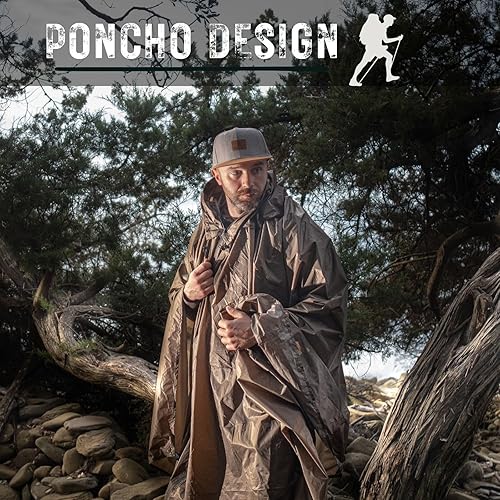 Miniatura 6 de onewind Refugio solitario, poncho de refugio ultraligero Ripstop de silnylon con revestimiento de poliuretano de silicona, tienda de campaña de