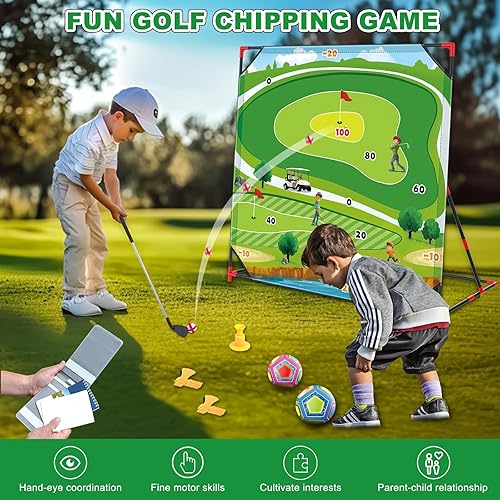 Miniatura 3 de Juego de golf para niños, juegos de astillado de golf con pelotas de golf adhesivas, dardos, pelotas de fútbol y bolsas de frijoles, divertidas