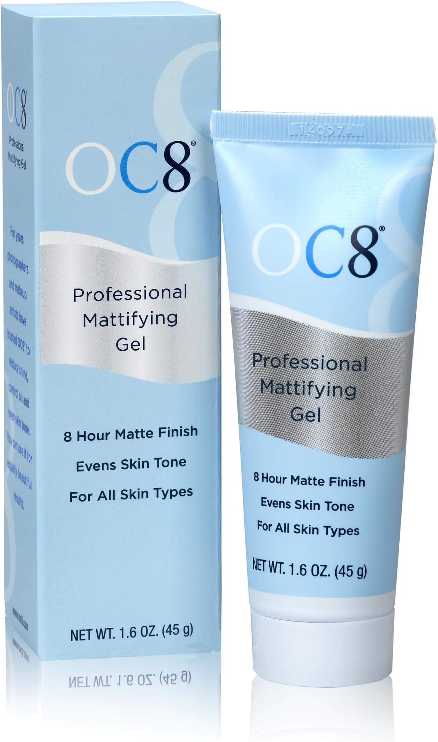 OC8 Professional Anti Shine Mattifying Gel: Oil Control Mattifier Formula for Face - Matte Finishing Gel Controls Oily Skin, Reduces Shine, Redness for Eight Hours - 1.6 Ounces