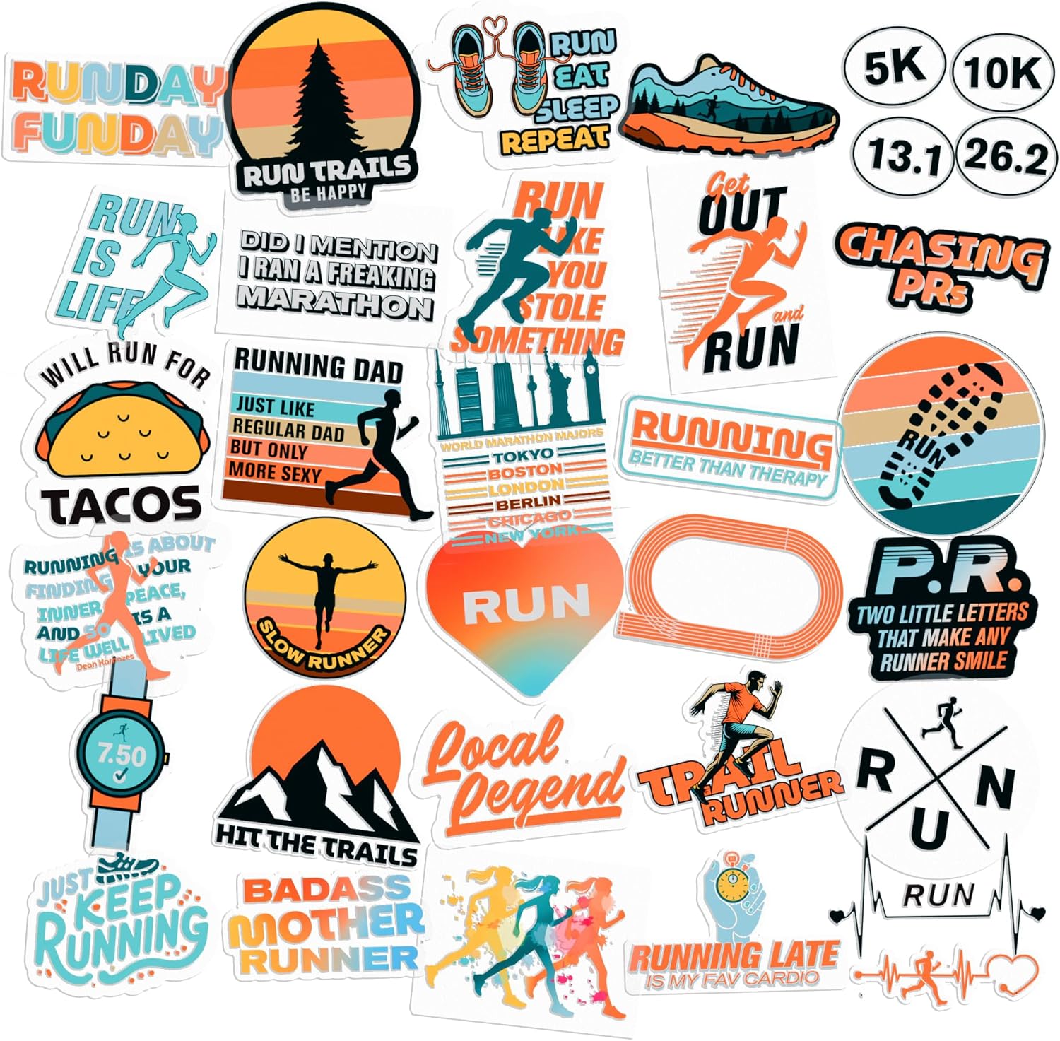 Amazon.com: 34 Pack Running Stickers for Water Bottles & Laptops – The ...