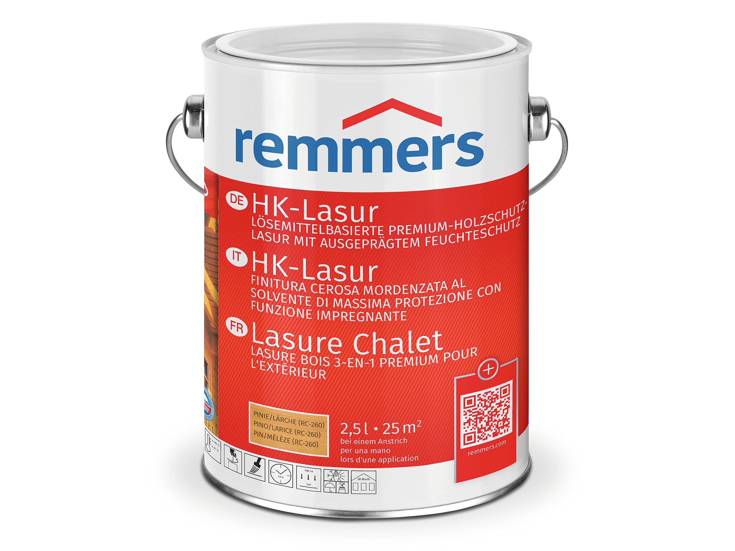 Remmers Vernice trasparente HK hemlock, 5 litri, vernice trasparente decorativa premium per esterni, tripla protezione del legno con impregnante + fondo + finitura, protezione del legno da umidità e raggi