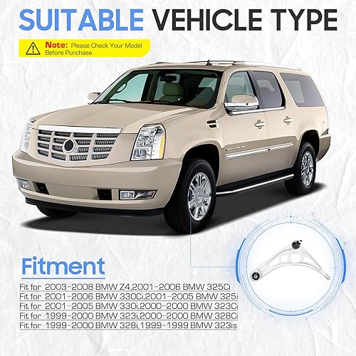 Miniatura 2 de 2WD Brazo de control delantero inferior con rótula y buje de suspensión compatible con BMW E46