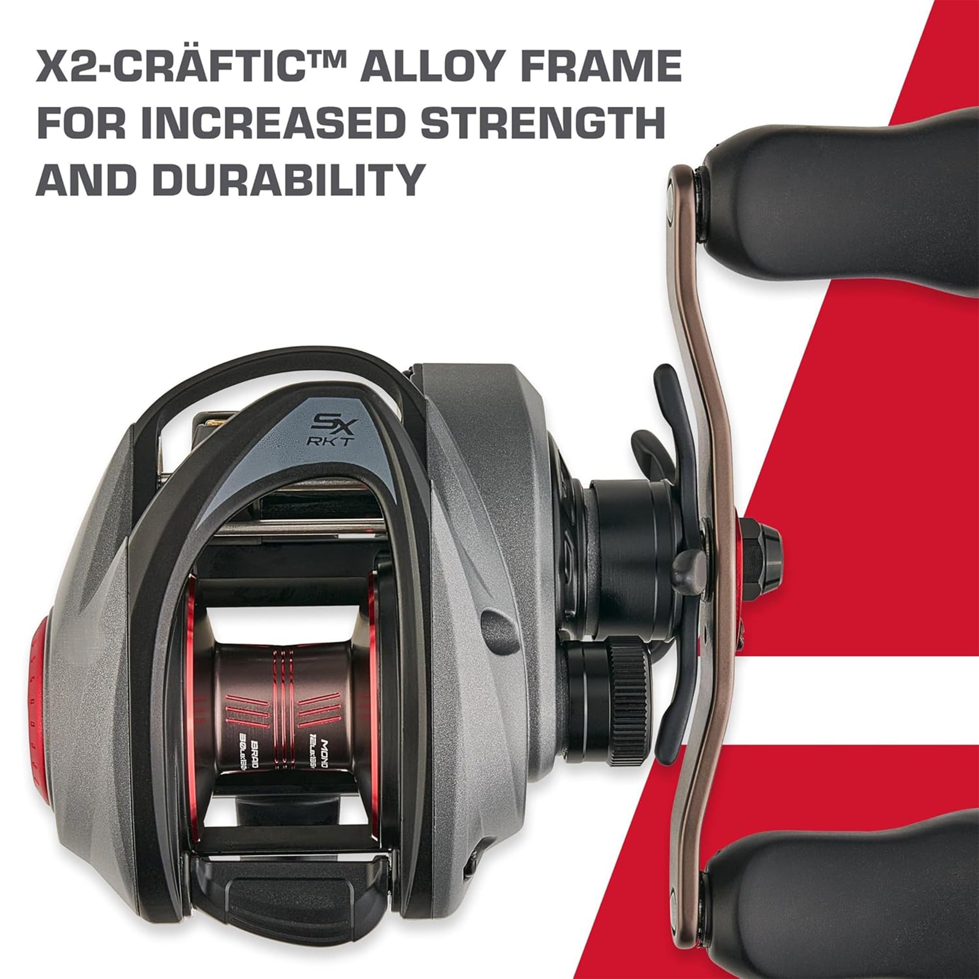 Abu Garcia Low Profile Baitcast Reel, Carretes de perfil bajo Revo SX Rocket, Pesca de depredadores, Pescador de agua dulce, Perca, Lucio, Zander, Negro, Robusto y ligero 10+1 Rodamientos, Perfil bajo