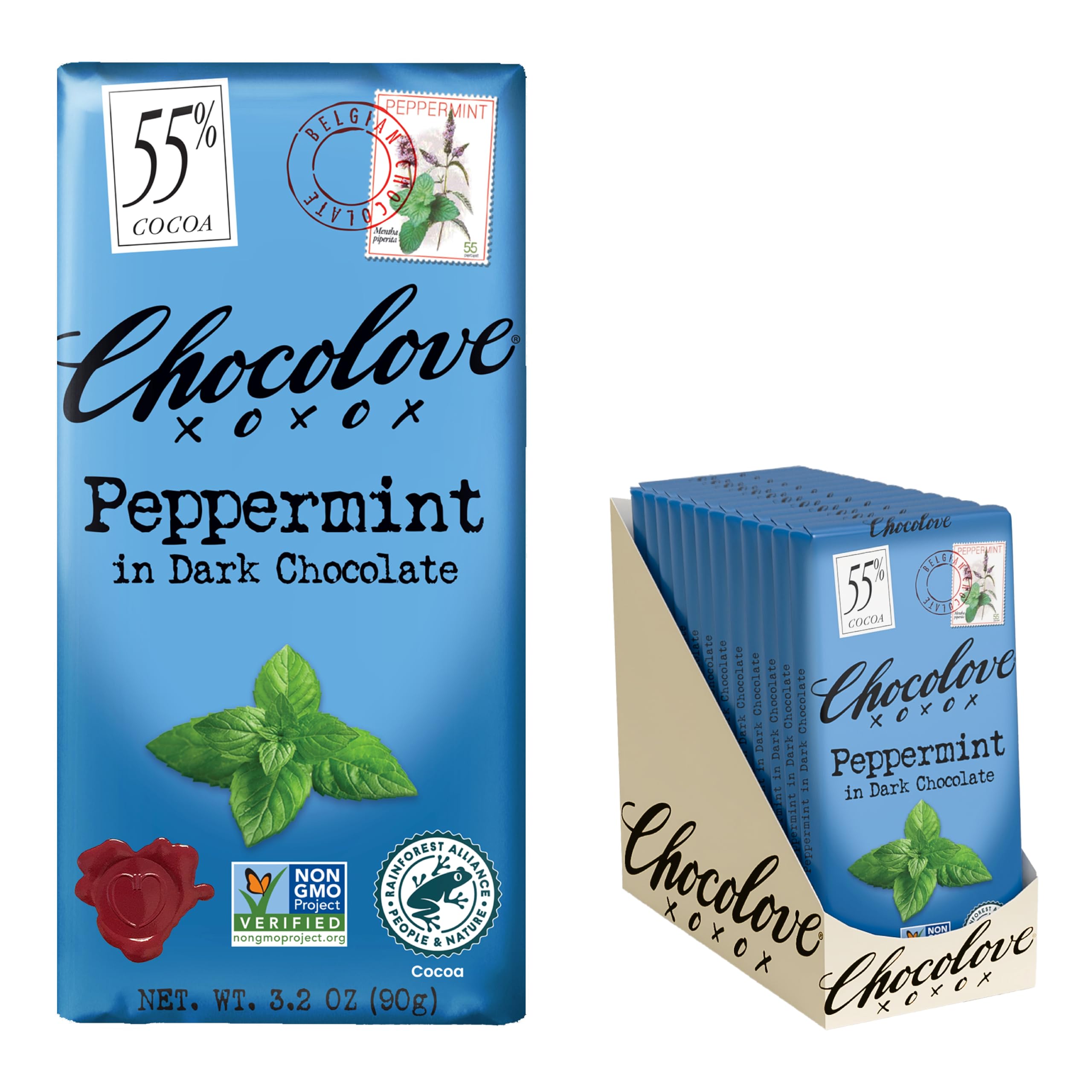 Amazon.com: Chocolove Peppermint Dark Chocolate Bars | 55% Cocoa