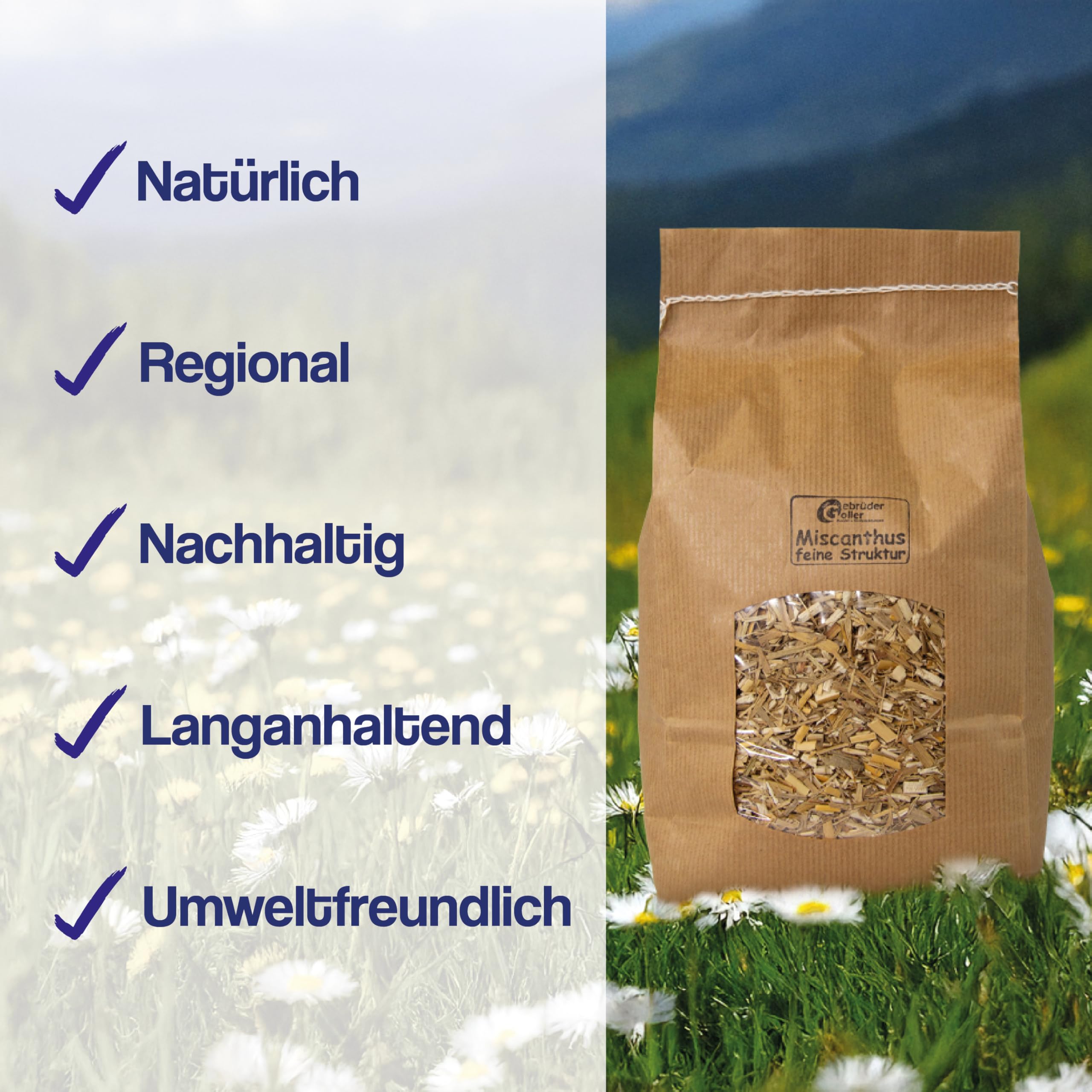 Bio Miscanthus Einstreu 980 Liter - Staubarm & Saugstark - Einstreu für Kleintiere wie Kaninchen, Meerschweinchen, Hamster - Kleintierstreu aus biologischem Anbau - 100% Natur
