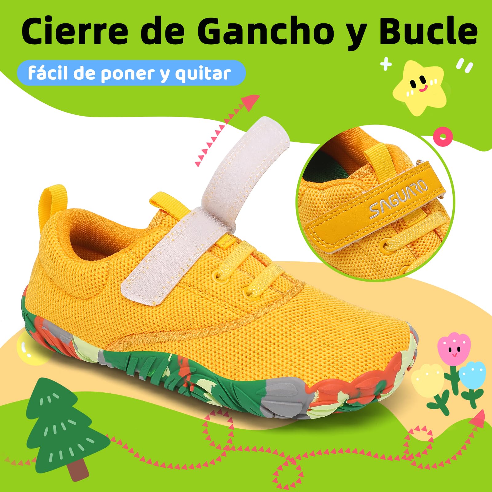 SAGUARO Zapatillas Barefoot Niños Antideslizantes y Ligeras Calzado Descalzos, Talla 24-36