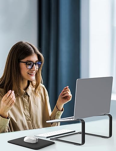 Miniatura 7 de SOUNDANCE Soporte para laptop para escritorio elevador de computadora de metal soporte de PC resistente y estable elevador ergonómico para