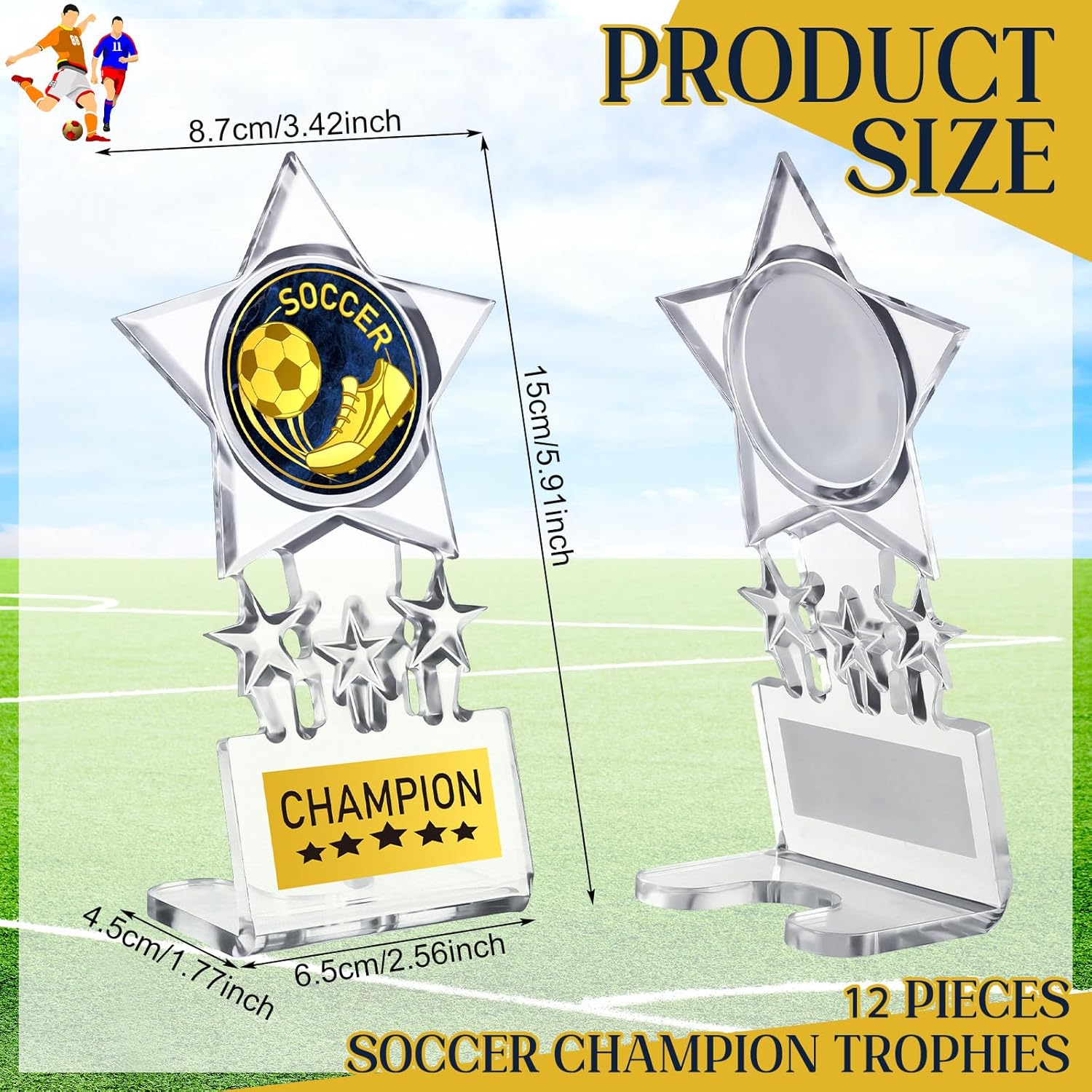 Tondiamo 12 Pcs Acrylic Champion Trophy, Winner Prizes Champion Trophies Awards for Sports Competition Prizes Souvenir Gift Decoration