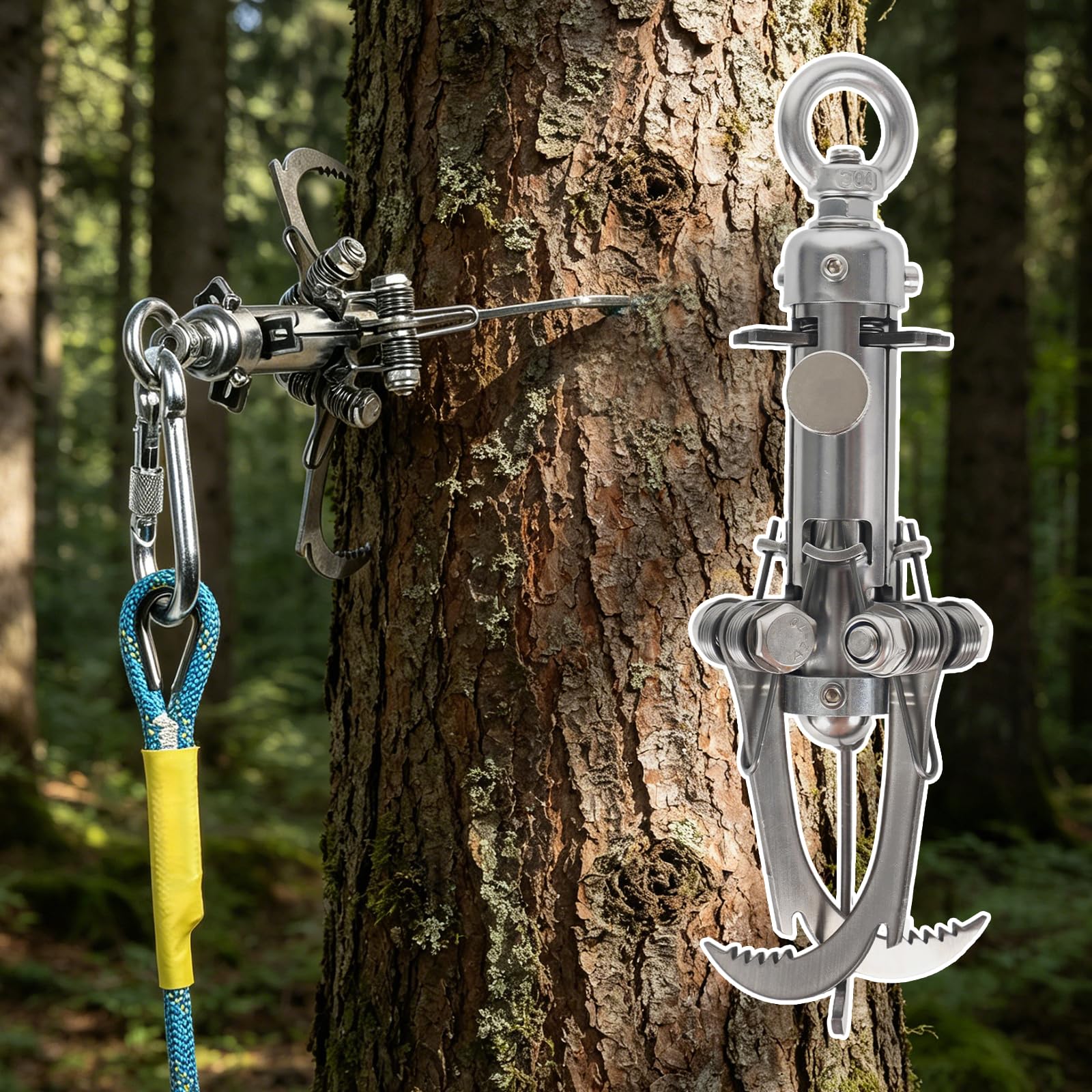Faltbarer Enterhaken aus Edelstahl mit 3 Krallen Zum Klettern, Outdoor Enterhaken, Wurfhaken, 3 Klauen Klapphaken, Flying Tiger Claw Für Outdoor Abenteuer, Überleben, Ausrüstung Bergen