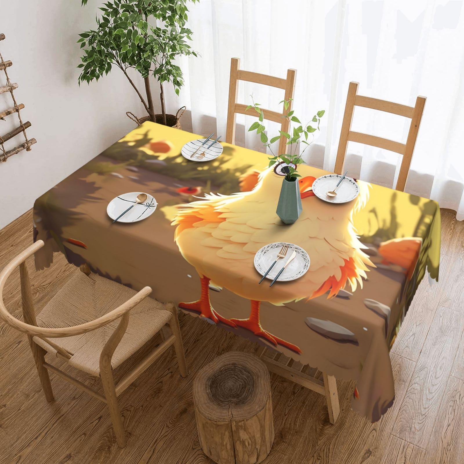 FodPand Chicken Chick Tablecloths for Rectangle Tables 54 x 72 Inch - Reusable Washable Dining Table Clothes - Stain and Wrinkle Resistant Decorative Fabric Table Cover for Wedding Party