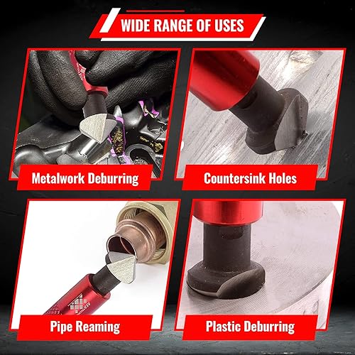 Miniatura 13 de AFA Tooling - Herramienta de desbarbado y escariador de mano avellanado con 10 cuchillas adicionales, funciona en metal, resina, tubos de PVC