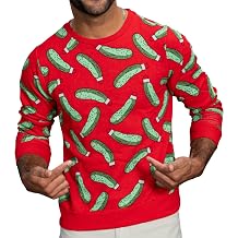 Mad Engine Rick and Morty Pickle Rick Christmas Ornaments All Over Youth Red Sweatshirt