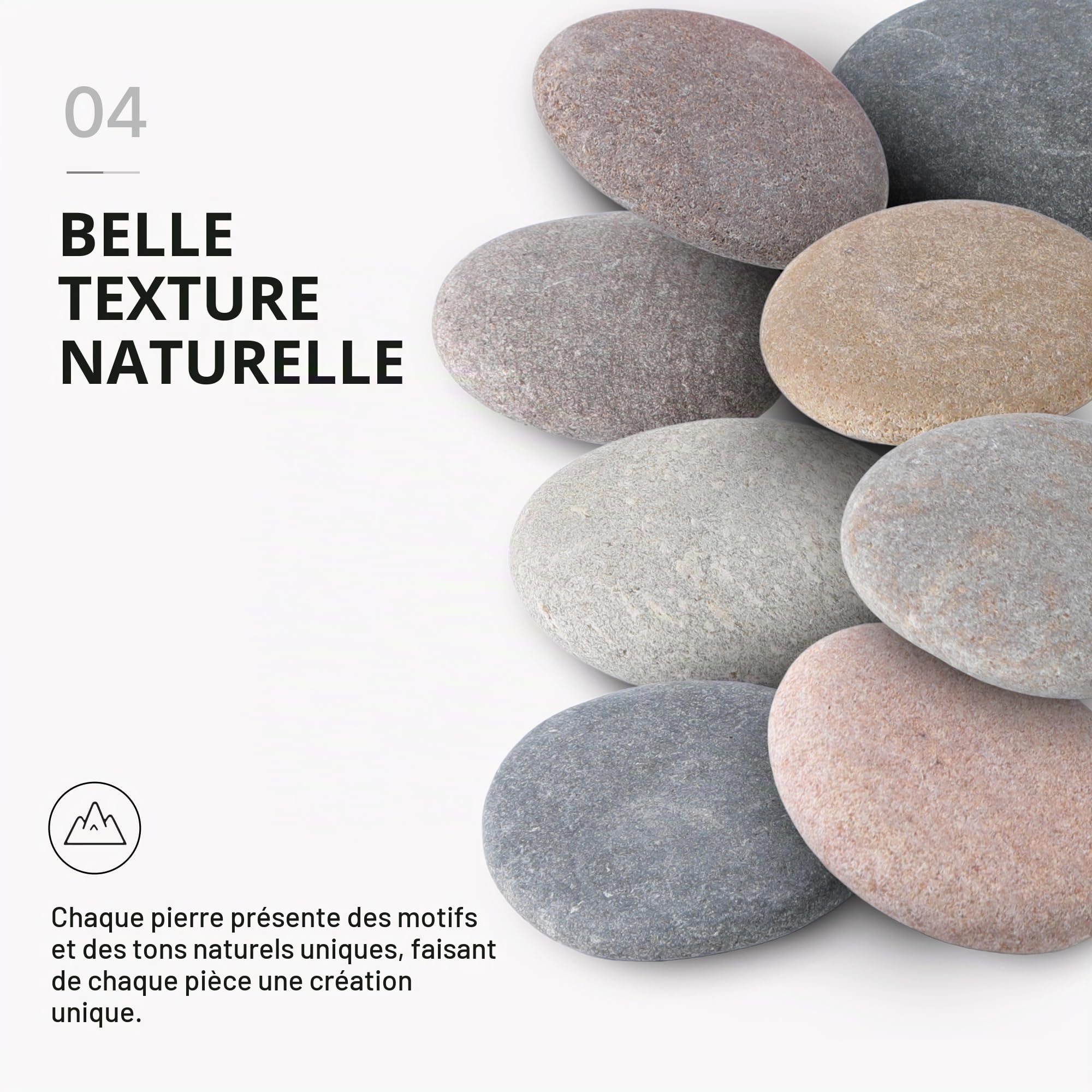 ROCART Lot de 100 Pierres de Rivière Naturelles Lisses 5,5-8,5 cm pour Peinture, Galets Plats pour Loisirs Créatifs, Galets de Gentillesse, École, Jardin et Projets DIY