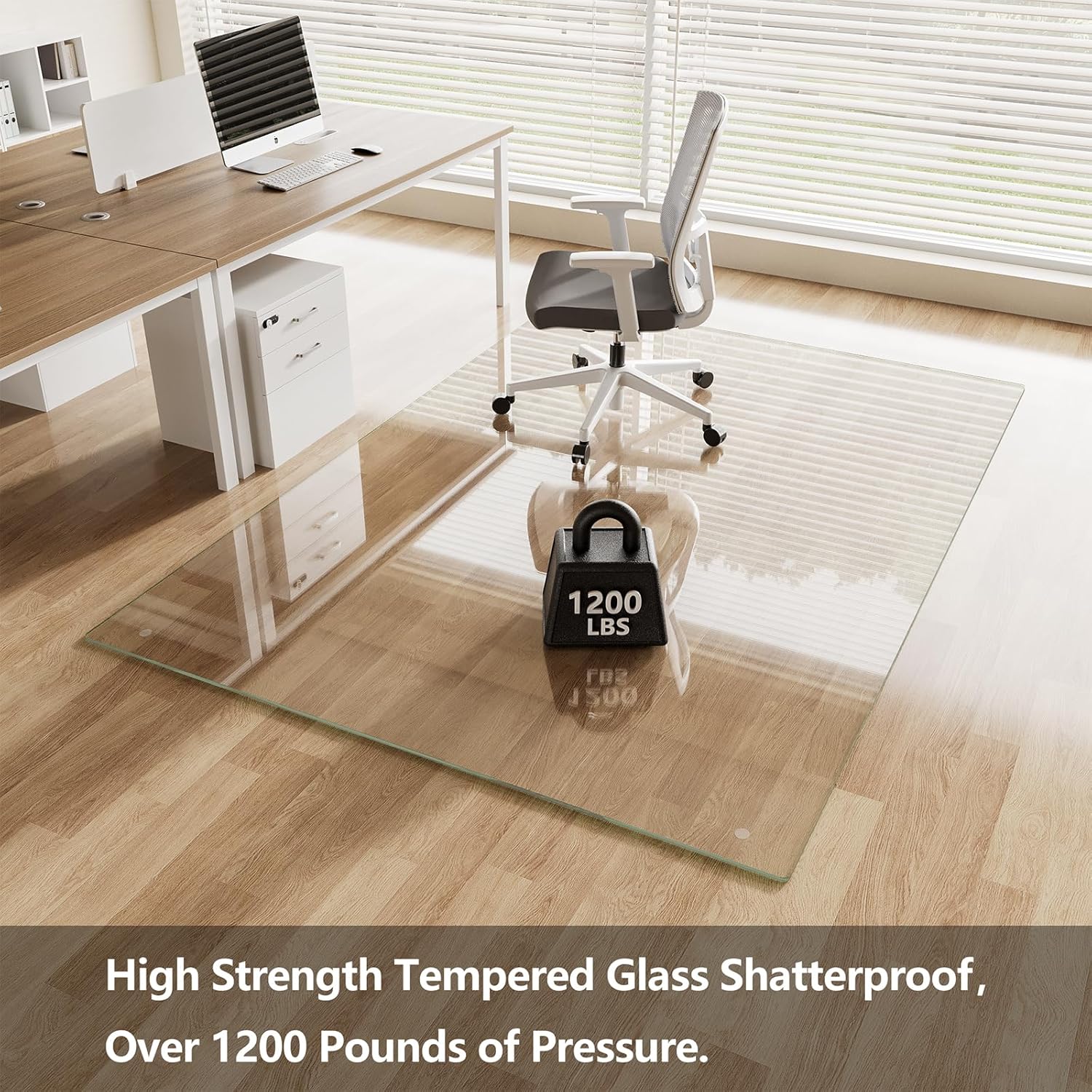 koonmi chair mat for carpet, tempered glass 60"x80" office chair mat, glass floor mat protector with rounded and polished edges,ideal for hardwood floor, carpet, office, desk, rolling chair 60"x 80" transparent