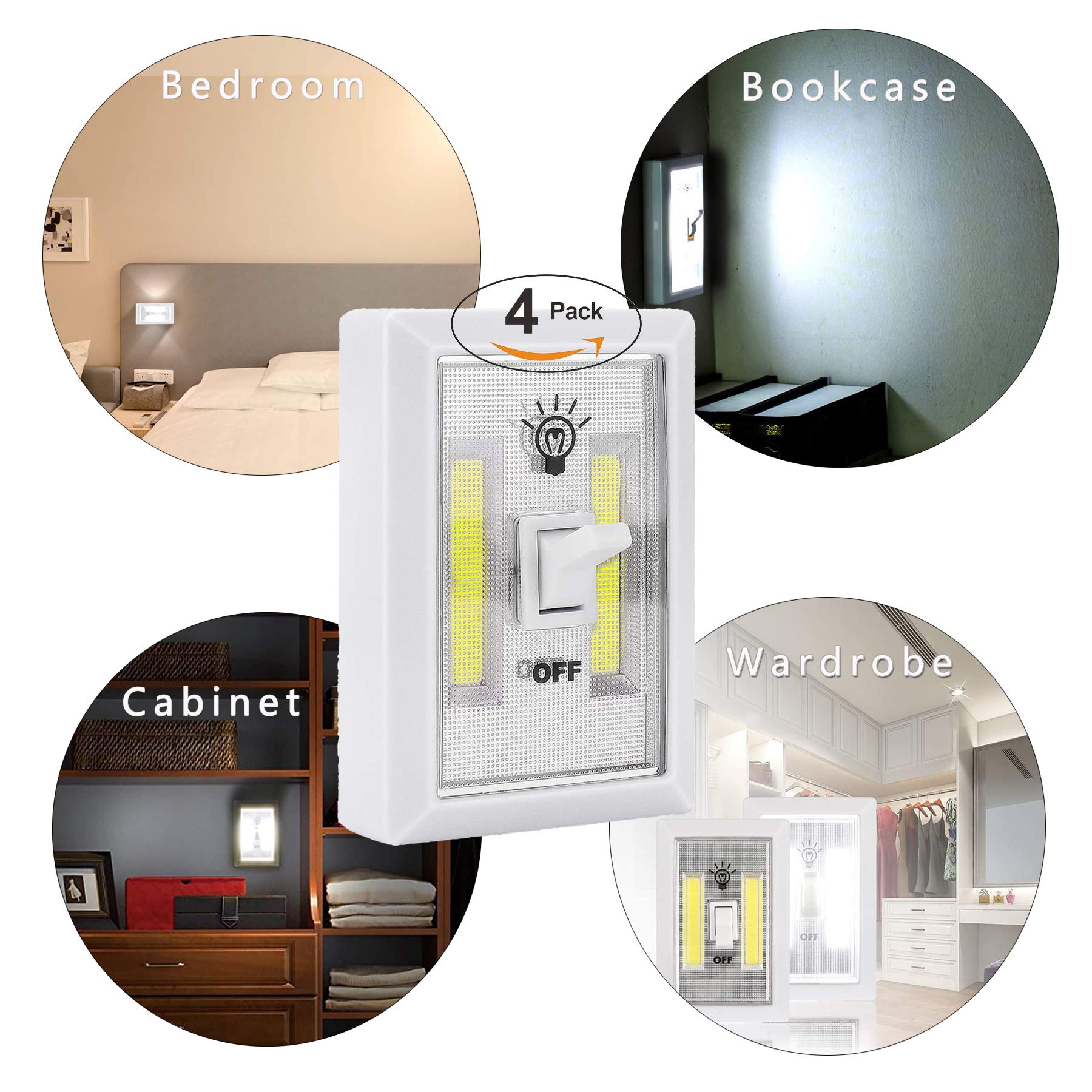 Luci Notturne A LED, Funzionamento A Batteria, COB LED Per Interruttore Luce, Sotto Armadio, Mensola, Armadio, Luce Notturna & Kitchen RV & Boat - Foto 2