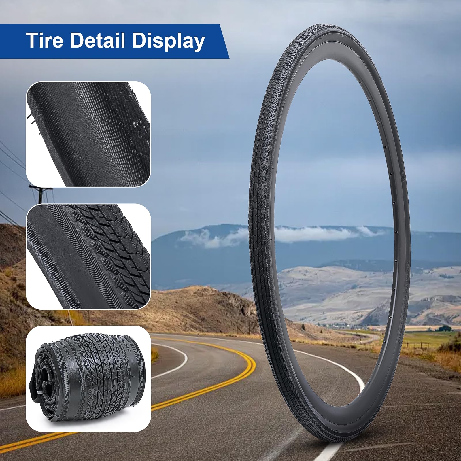 FengCan Pneu 700x32C Pliable + Chambre à Air 700x25/32C – Presta 48mm, Pour Vélo De Route, Ville, Gravel, 28 Pouces