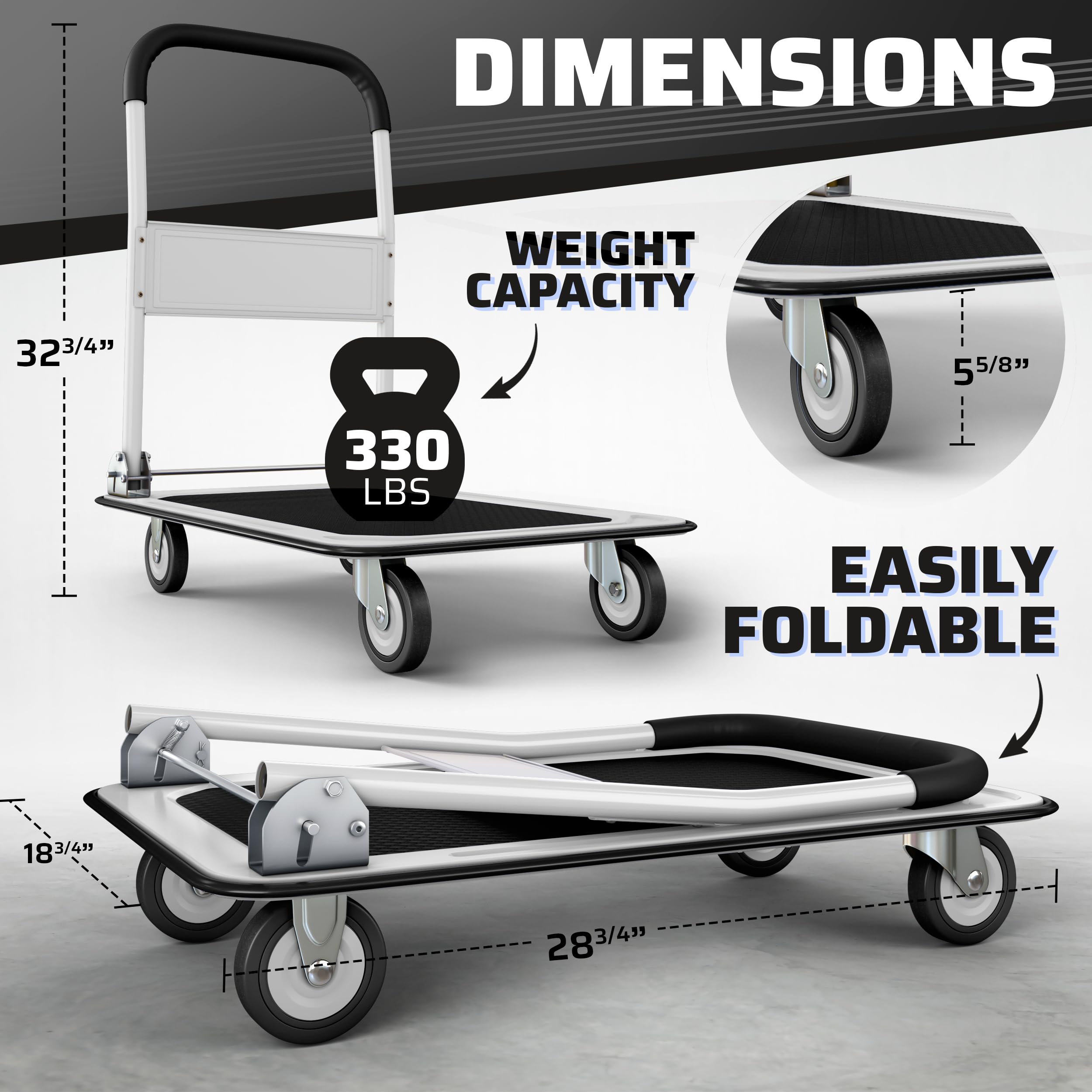 420 Lbs Capacity Folding Dolly – Collapsible Trolley Hand Truck For Moving & Warehouse