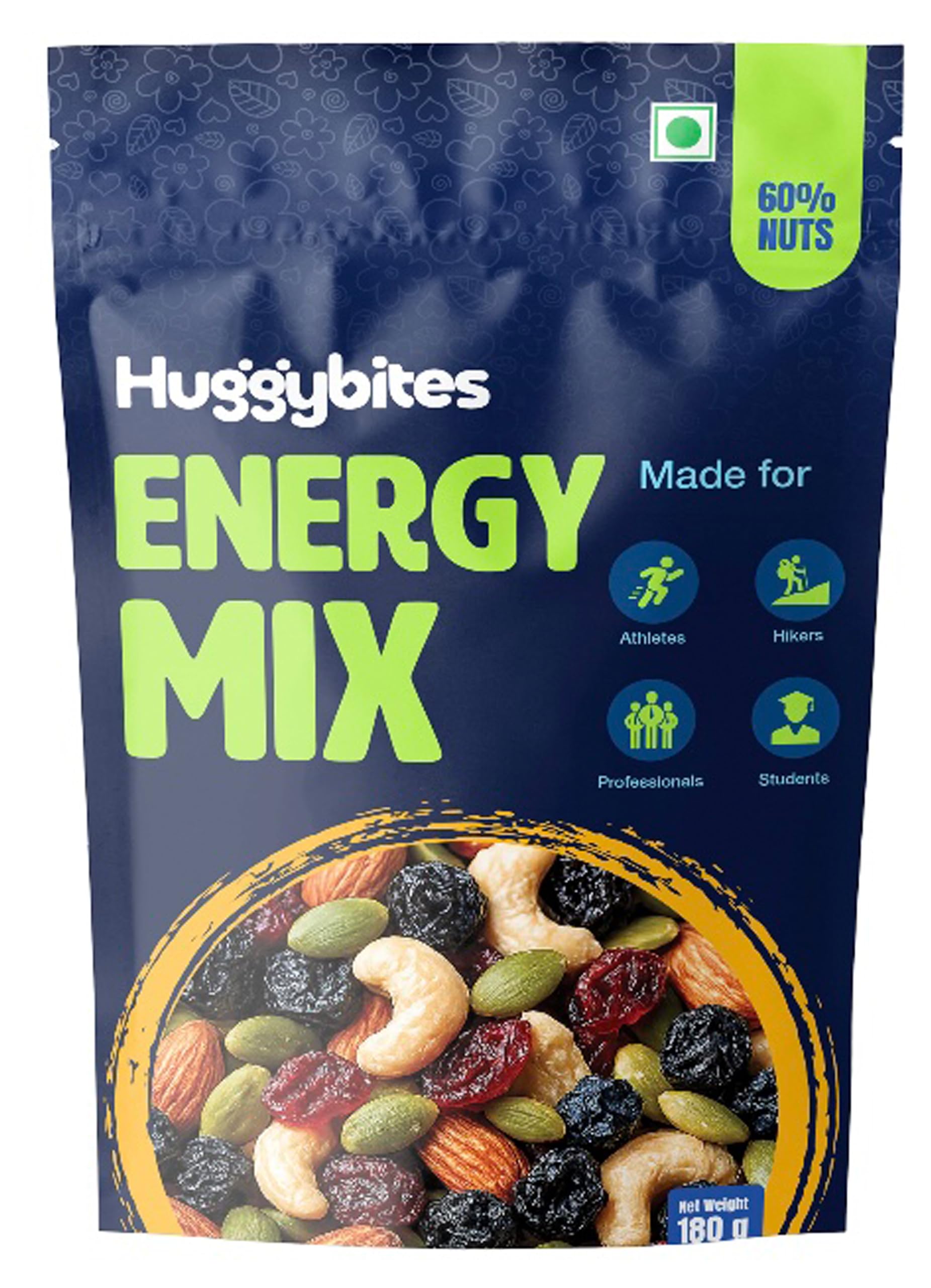 Huggybites Energy Mix,180g | Nut Mix | Trail Mix | 60% Nuts | 6 Superfood in 1 Mixes | Dry Fruits Contains Almonds, Cashews, Black Raisin, Blueberries, Cranberries & Pumpkin Seed-image-25