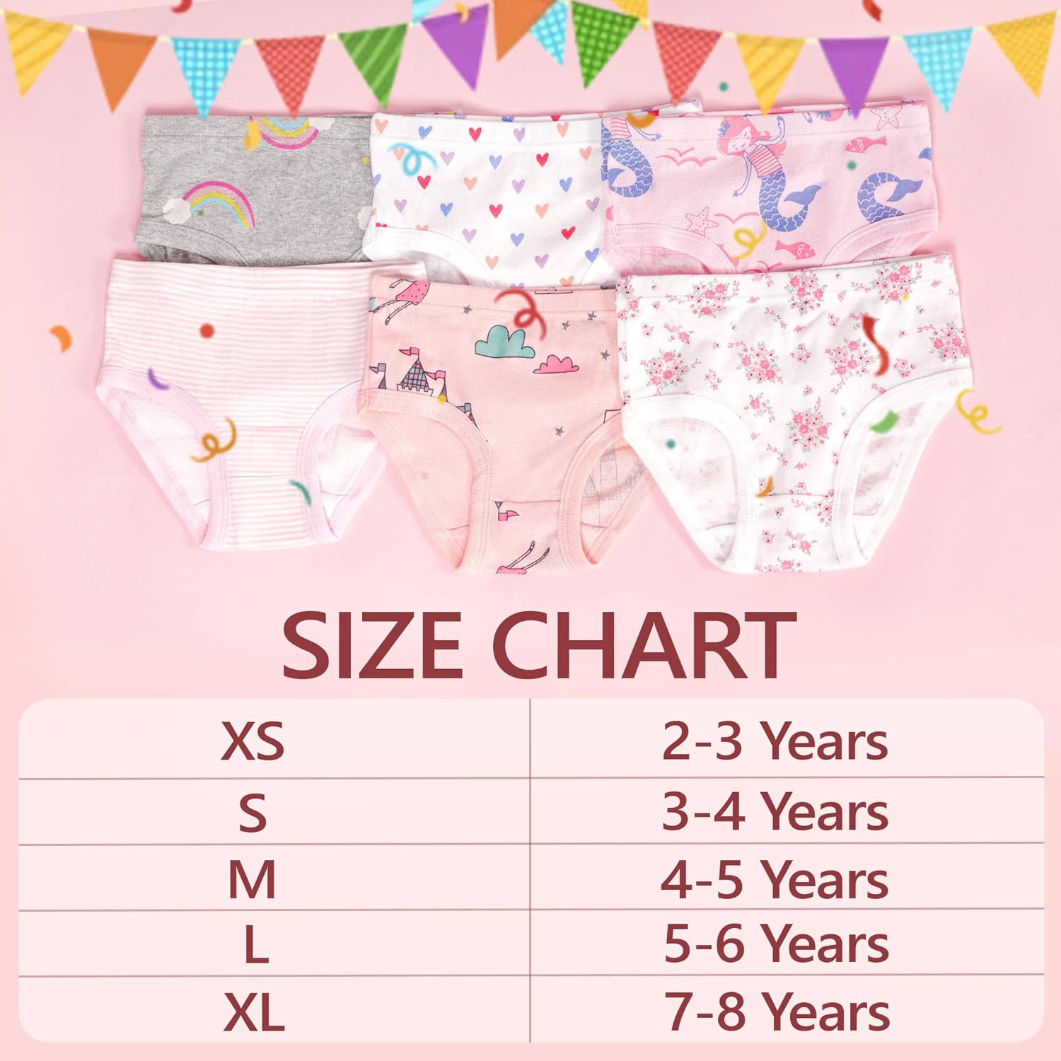 Girls Underwear 6 Pack, Toddler Panties for Little Girls 2-8 Years Big Kids Breathable Undies Multipack - Image 7