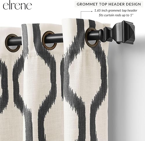 Miniatura 8 de Elrene Home Fashions Renzo Ikat - Cortina de panel de lino con diseño geométrico para ventana, para oscurecimiento de habitación