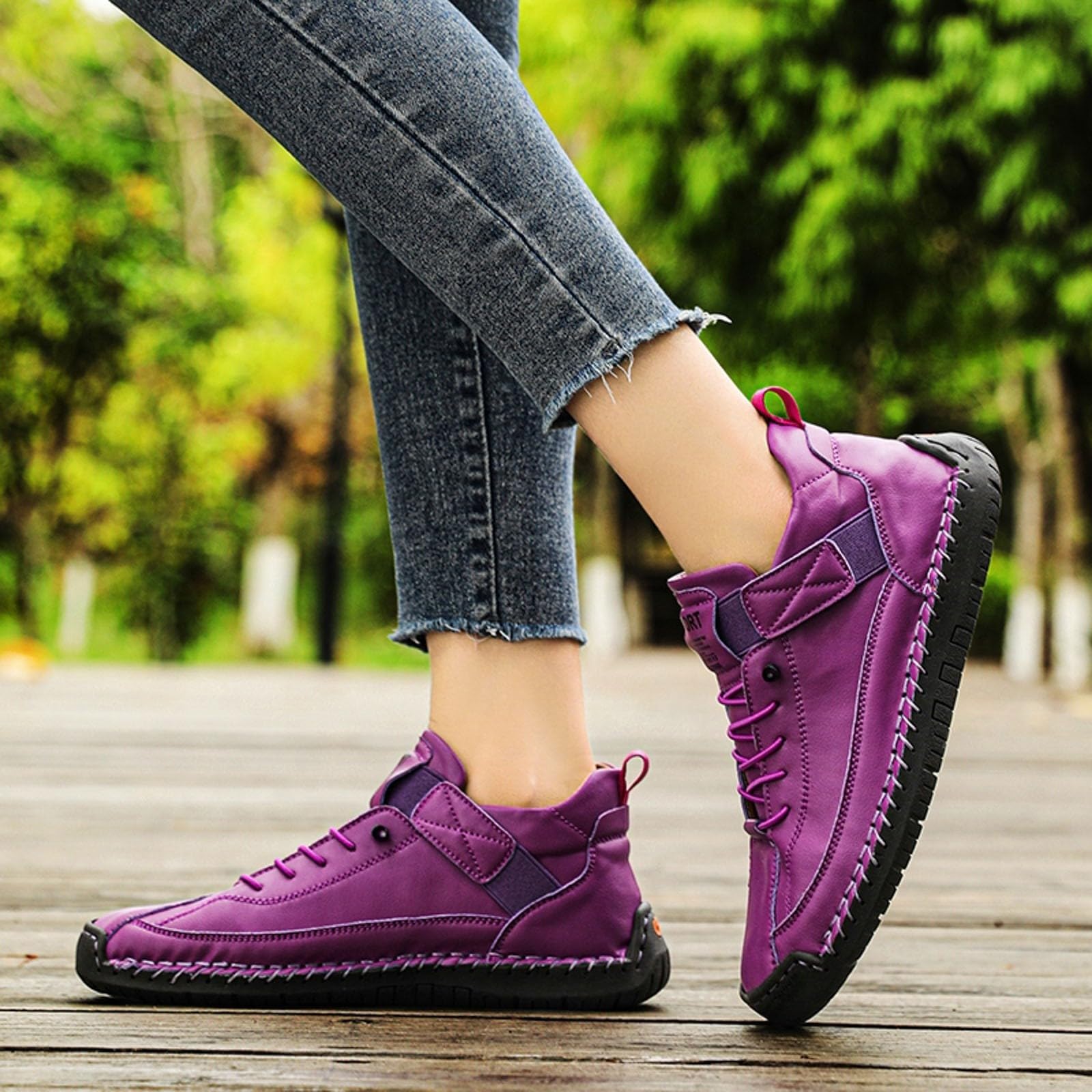Scarpe da donna a piedi nudi casual slip on scarpe da passeggio vestibilità ampia leggere traspiranti per tutti i giorni calzature da donna grigio, Viola, 39 EU
