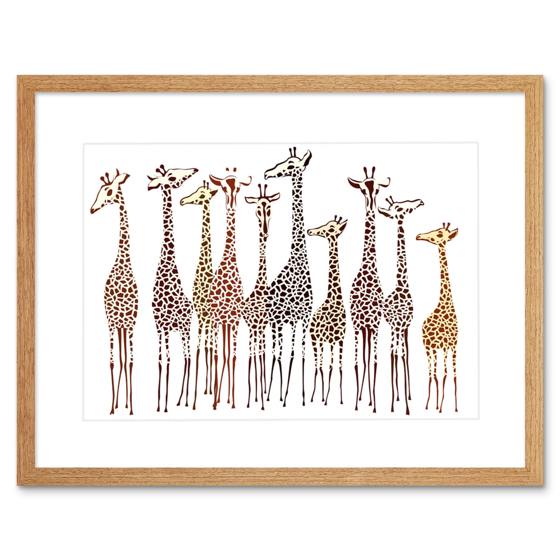Wee Blue Coo Dt Illustration Group Of Giraffes Framed Wall Art Print