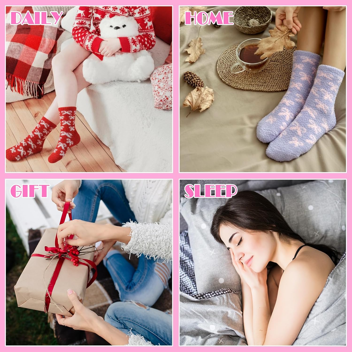 OlyPegic Non Slip Fuzzy Socks for Women with Grips Women Hospital Socks Gripper Cozy Fluffy Soft Winter Warm Sleep - Image 5