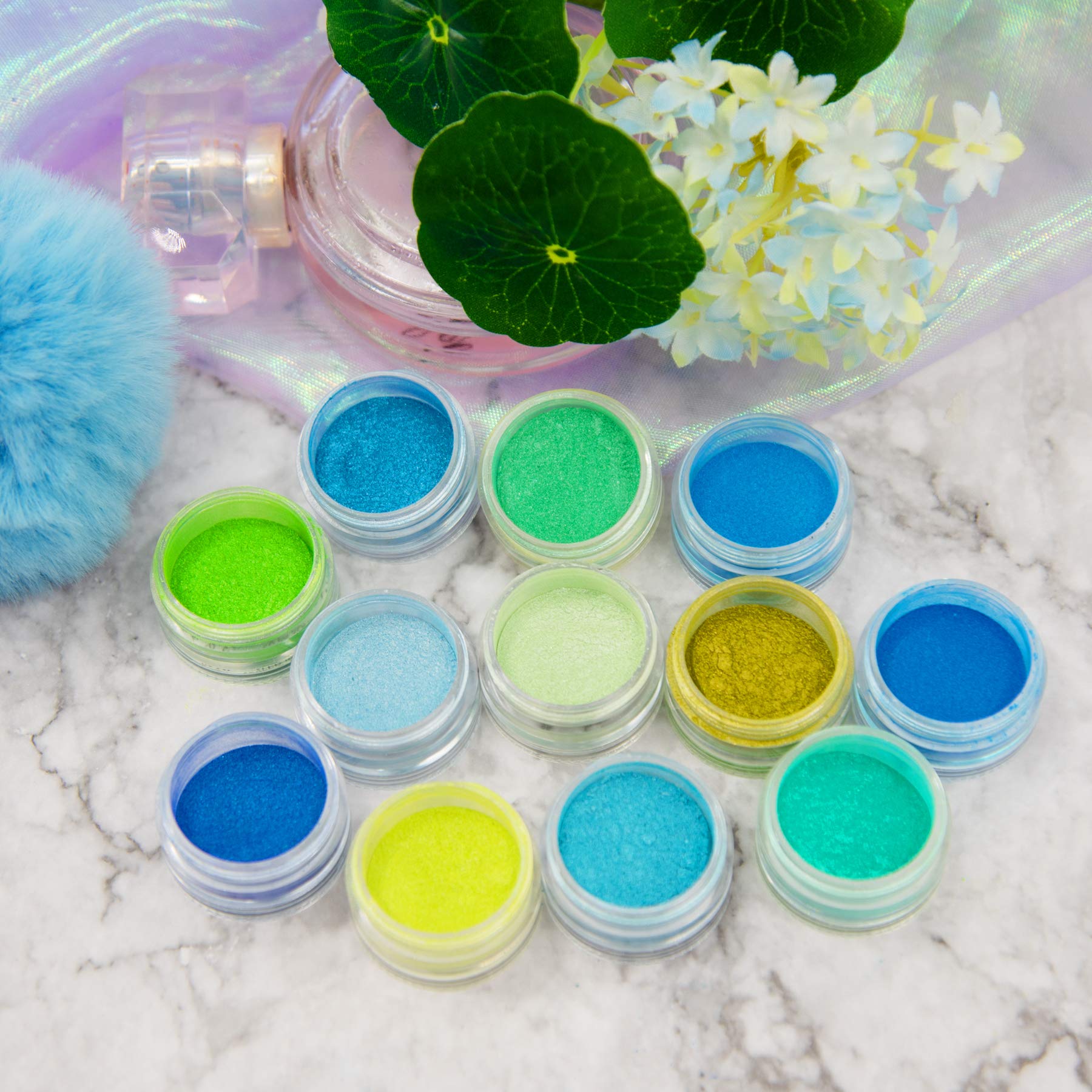 Duufin 24 Colori Pigmenti in Polvere per Unghie Polvere Neon Unghie per Nail Art Unghie Decoración