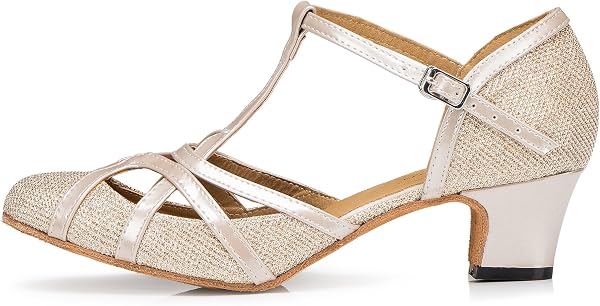MINITOO Femme Danse Chaussure Ferme Cabaret Fete Soiree Escarpins et Talons Bas - 4