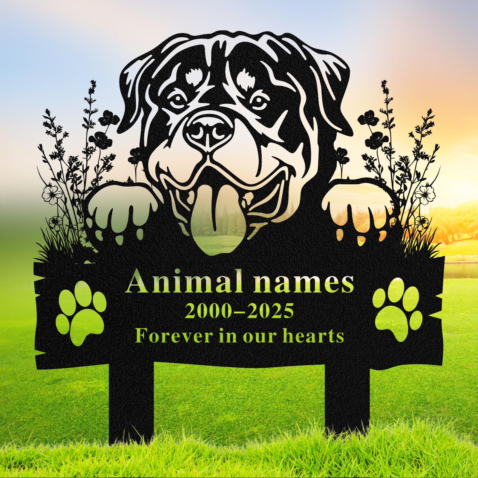 Quanqiuyi Custom Bully Dog Grave Marker - Metal Baked Enamel Memorial Stake, Waterproof Pet Cemetery Plaque for Outdoor, Sympathy Gift