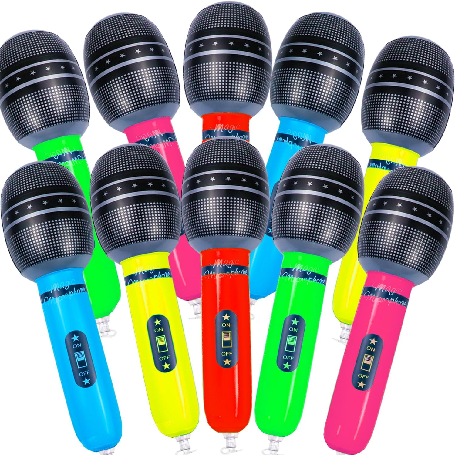 10 PCS Inflatable Microphones Blow up Microphone, Plastic