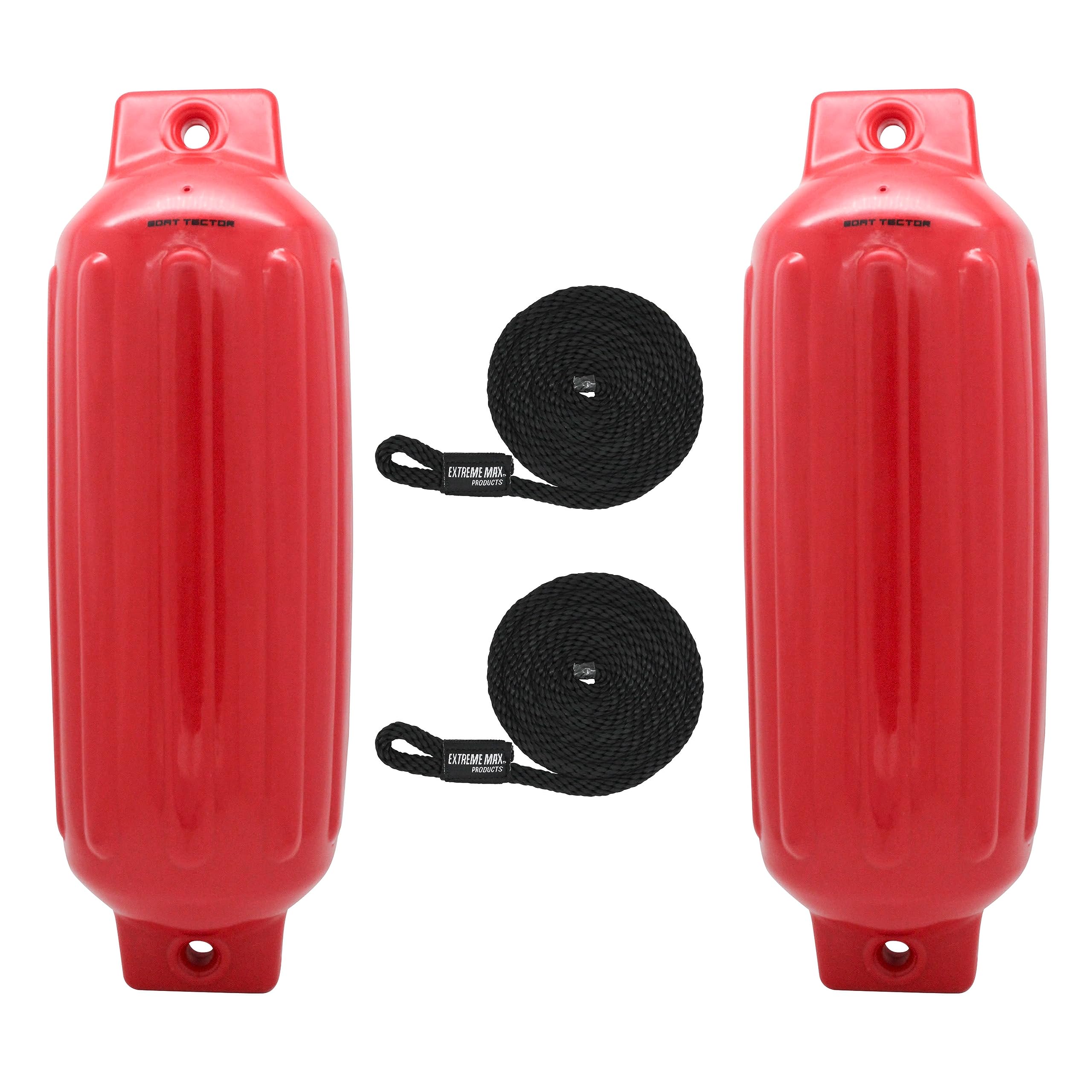 Extreme Max 3006.7563 BoatTector Fender, Red, 8.5" x 27" Value 2-Pack