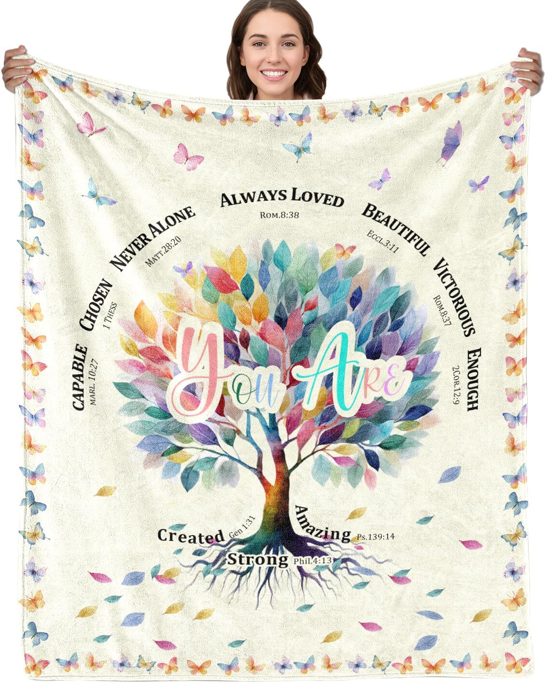 Tree of Life Christian Blanket for Women, Faith Blanket, Encouragement Gift for Mom Sisters, Christian Gifts for Women, Inspirational Catholic Gifts for Girl, Spiritual Gift for Her, 50"X60"