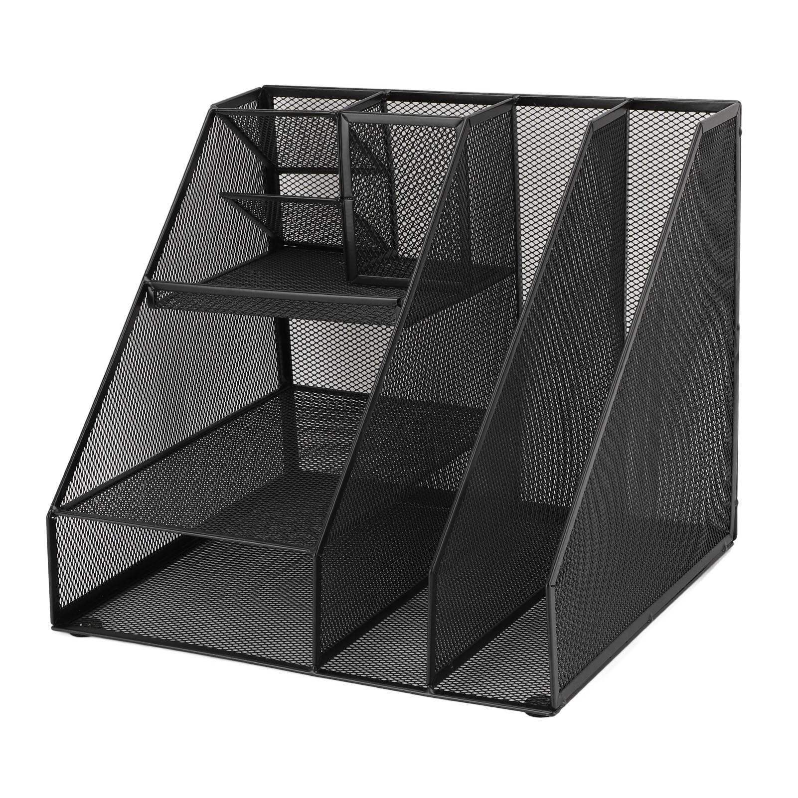 Jeffergarden Organizer da Scrivania in Rete Nera, Organizer da Scrivania in Metallo con Portapenne, Ideale per Casa e scuola.