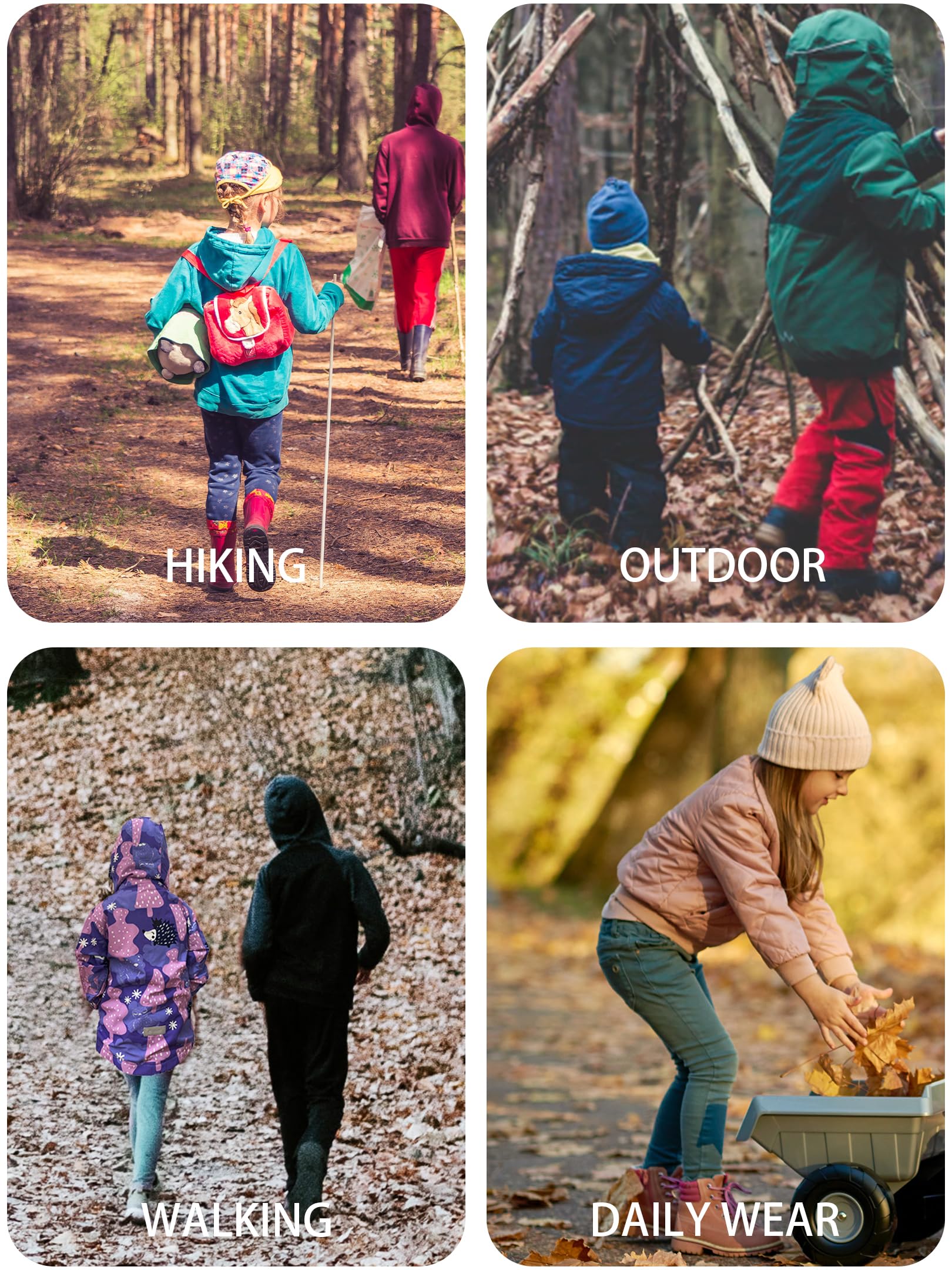 NATUST Mädchen Gefütterte Regenjacke Kinder Winddicht Übergangsjacke mit Abtrennbare Kapuze