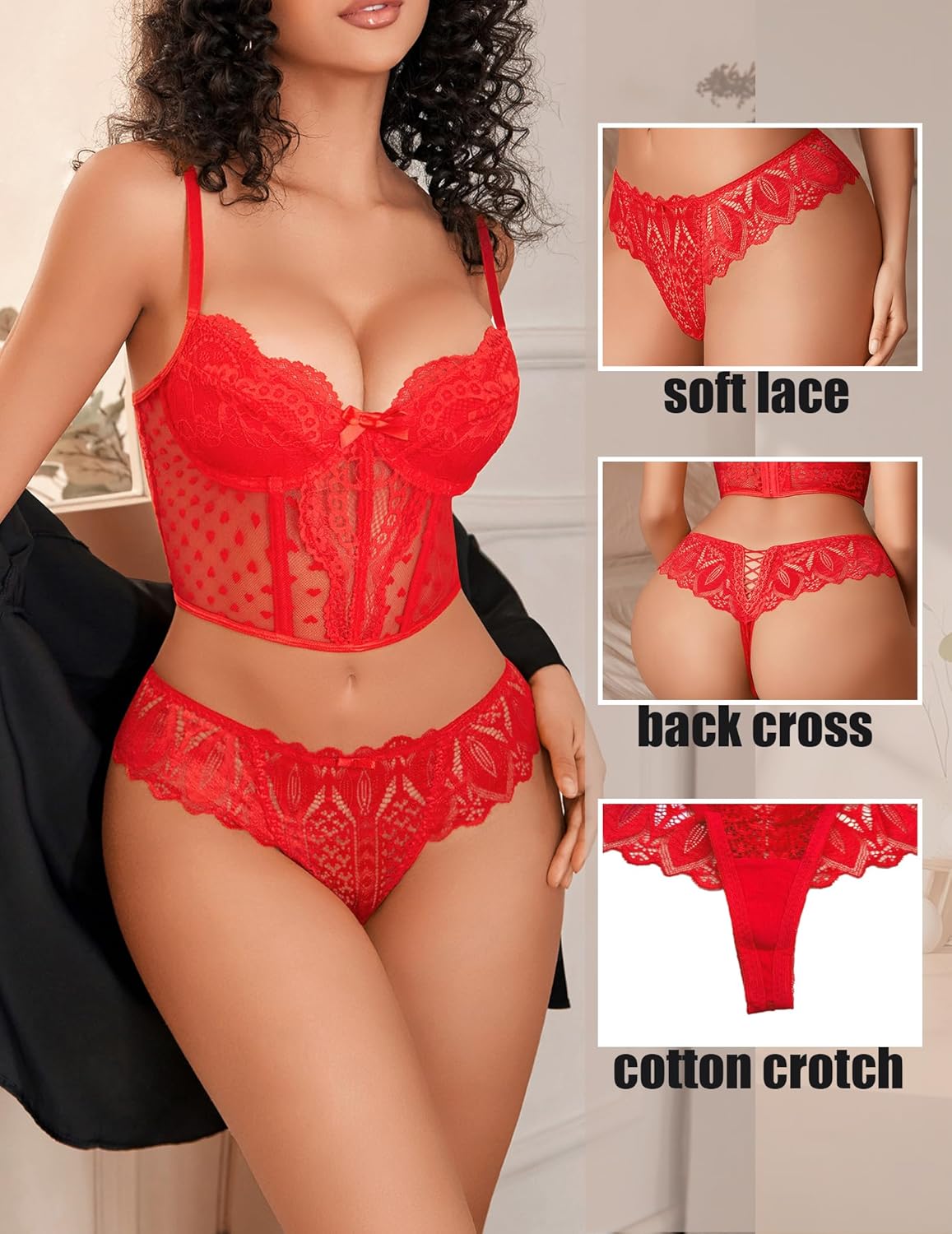 Avidlove Panties for Women Lace Thongs Cross Back Tanga Sexy Cheeky Low Waist Bikinis Underwear - Image 2