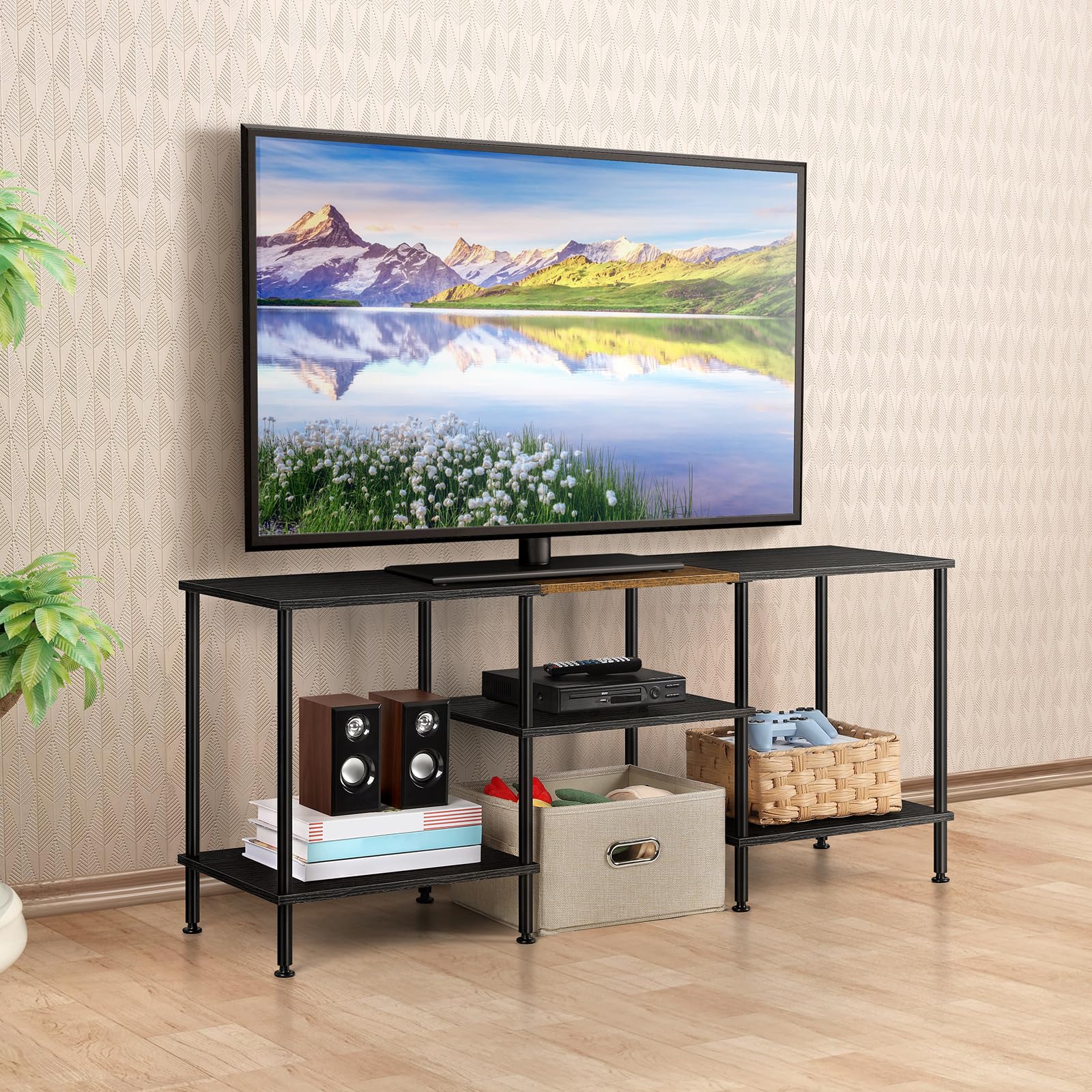 Amazon｜リビングルーム用50インチテレビスタンド ブラック 