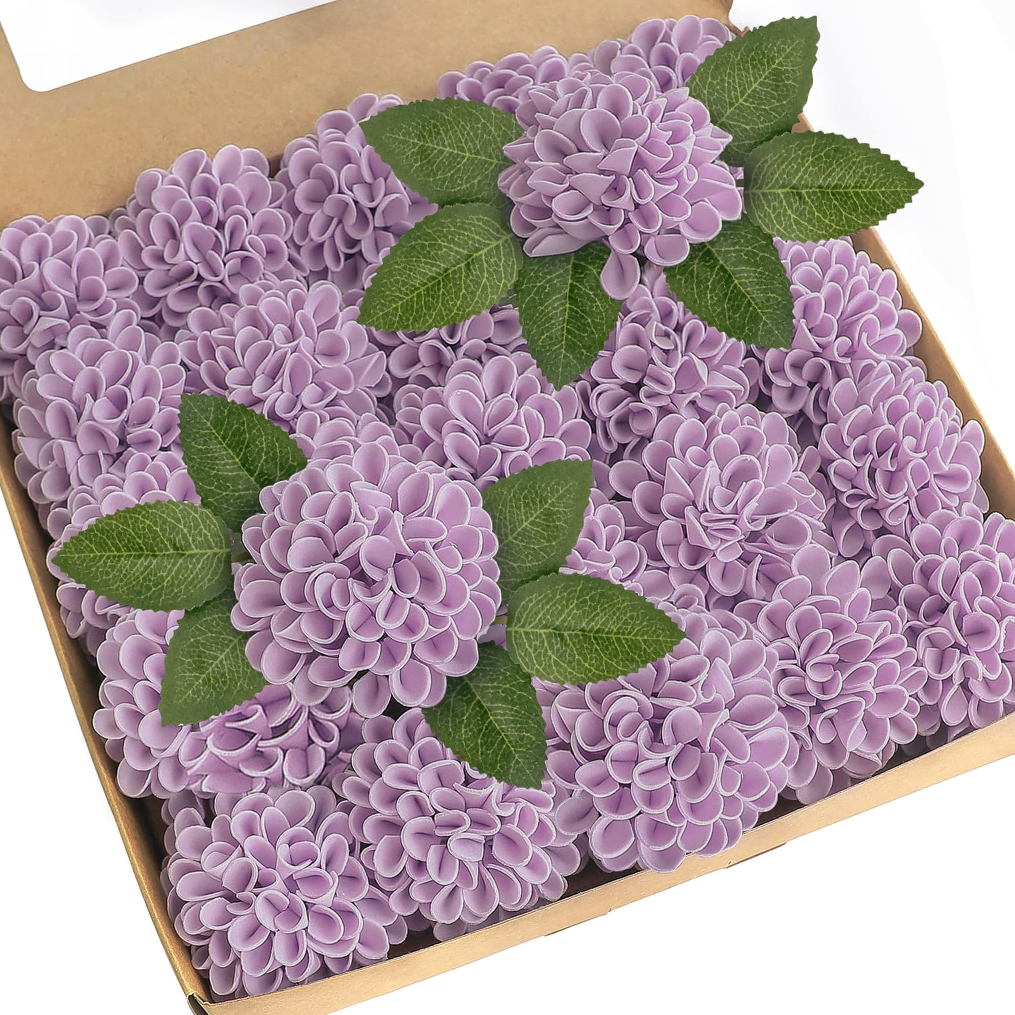 Artificial Dahlia Flowers 25pcs Real Looking Purple Artificial Rose with Stems for DIY Wedding Bouquets Centerpieces Arrangements Bridal Shower Party Home Decorations — image 1