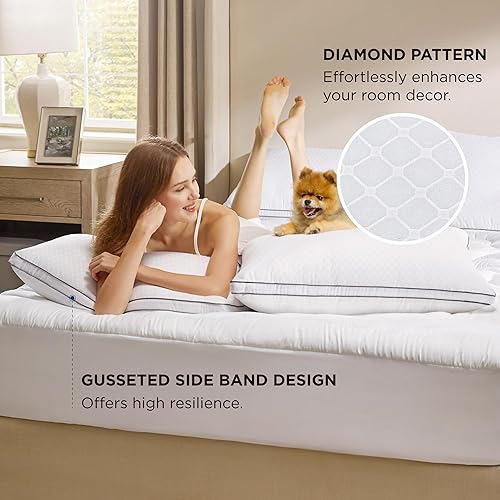 Miniatura 10 de Bedsure Juego de 2 almohadas tamaño Queen  Juego de 2 almohadas mullidas tamaño Queen, almohadas de cama para dormir, almohada reforzada de calidad