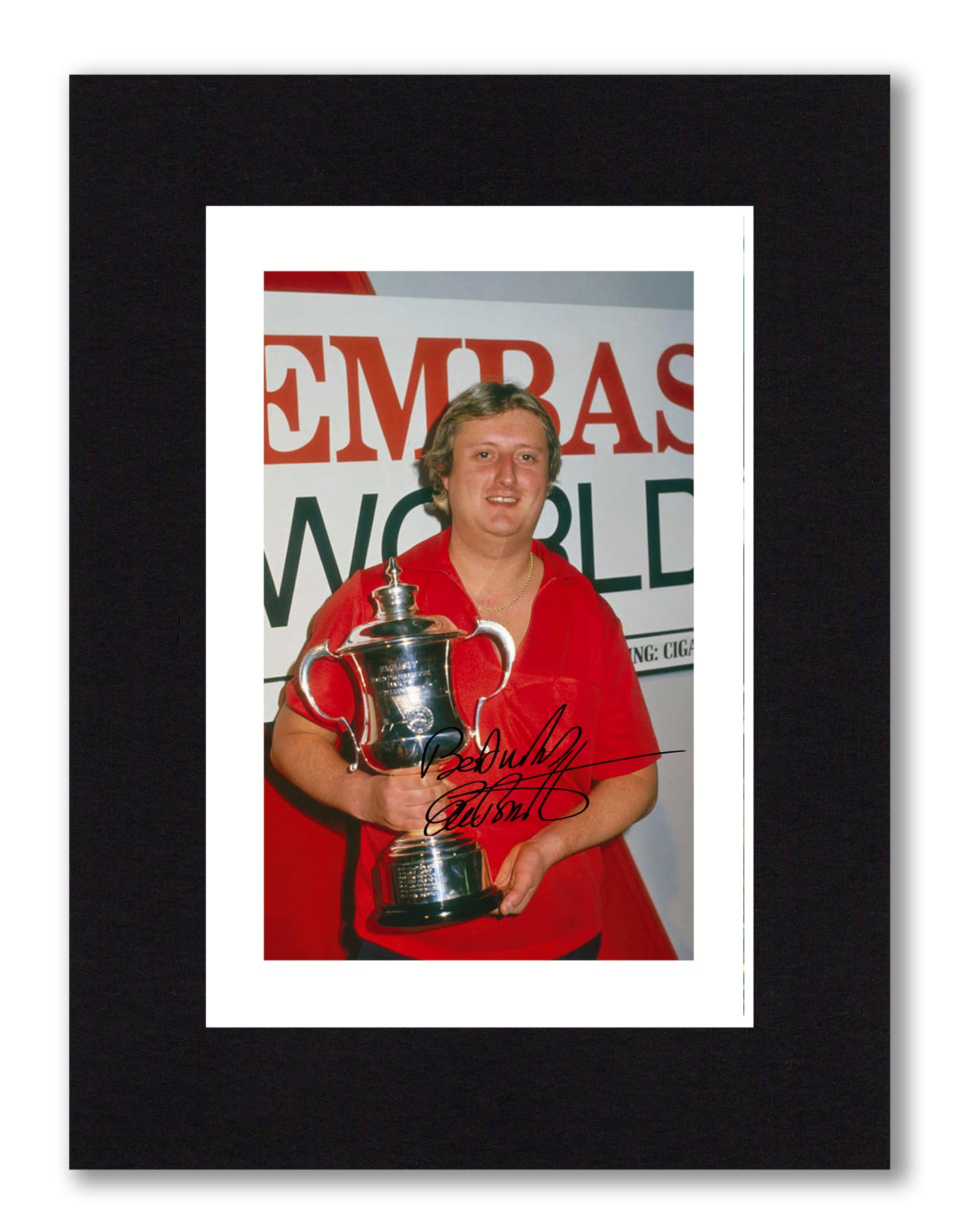 RJR PRINTS Eric Bristow, Signed 8x6 Inch Darts Mounted Photo With A Print Pre Printed Signature Which Would Make A Great Autograph Gift For A Fan, Ready To Be Framed.