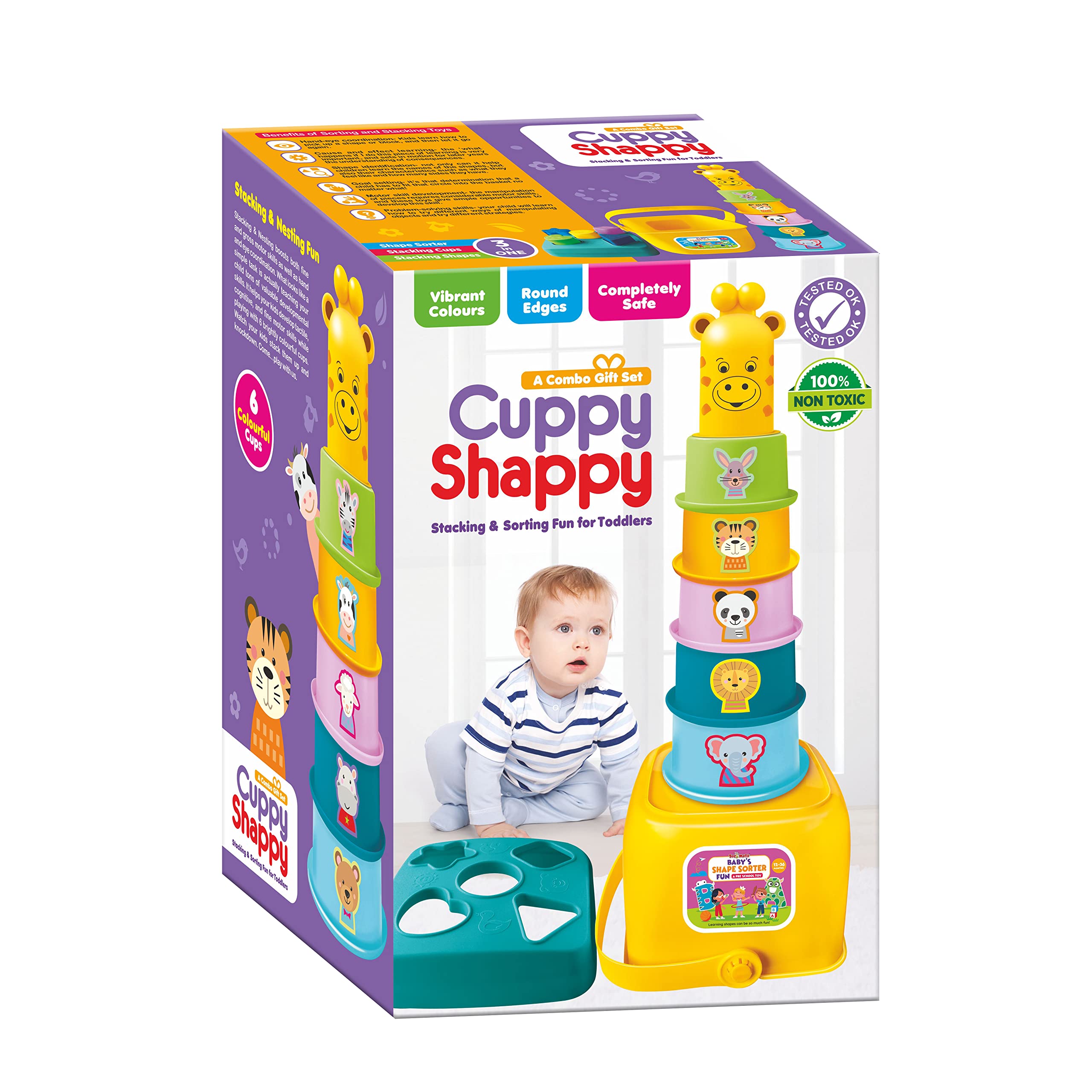 toymate Cuppy Shappy- All in 1 Sorting Stacking Nesting Cups Shapes&Color Toy Games Montessori Activity Blocks Puzzles for Kids Boys Girls Toddler 1 2 3 Yrs&Above,Multicolor (B0BFPGN1TX) Amazon Price History, Amazon Price Tracker
