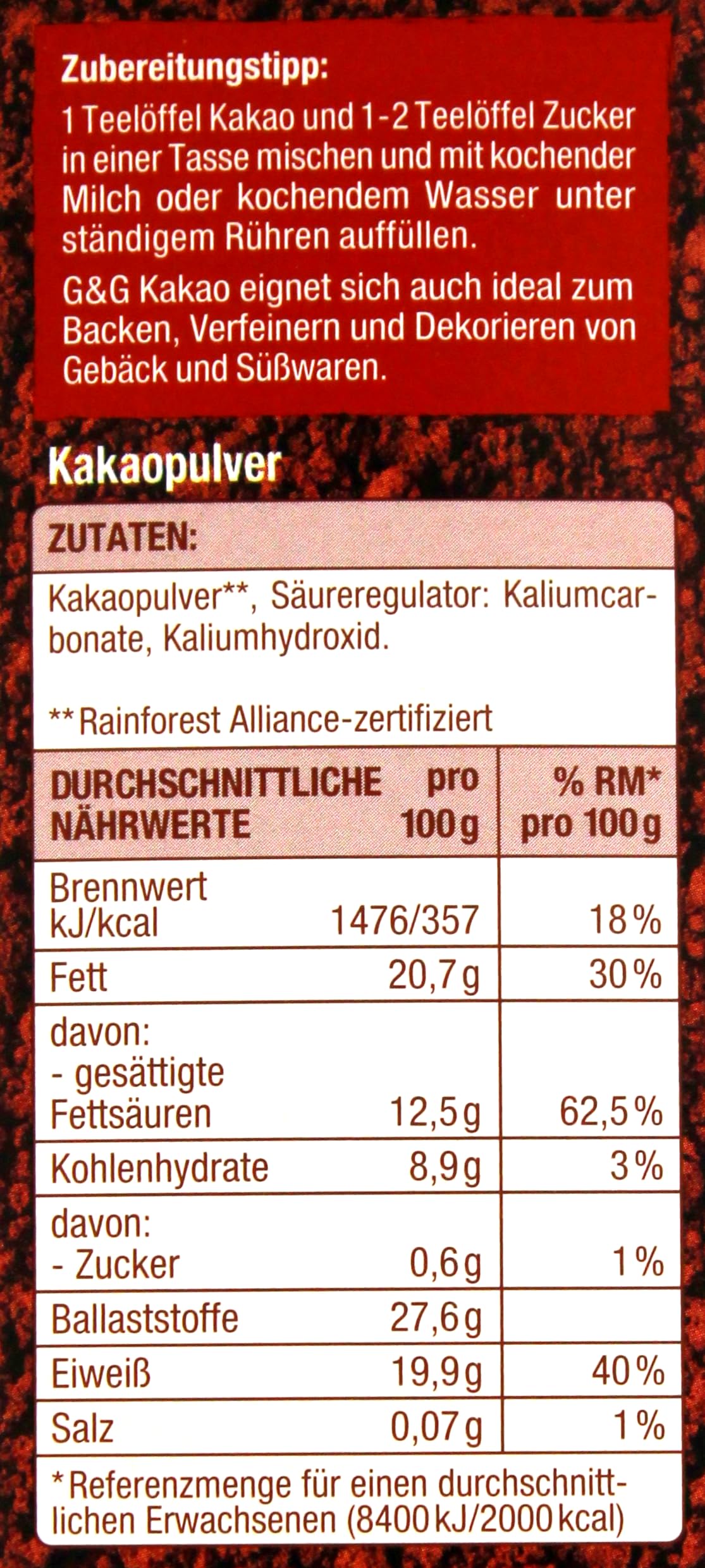 Gut & Günstig Back-Kakao, 10er Pack (10 x 250g)