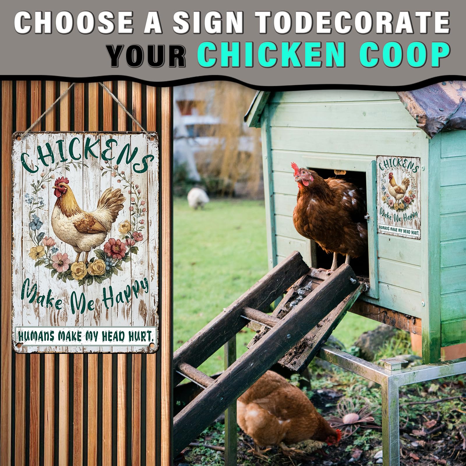 PEACHGARDEN Chicken Coop Tin Sign - 'Cluck Around And Find Out' 8x12 Inch Metal Wall Decor - View #2