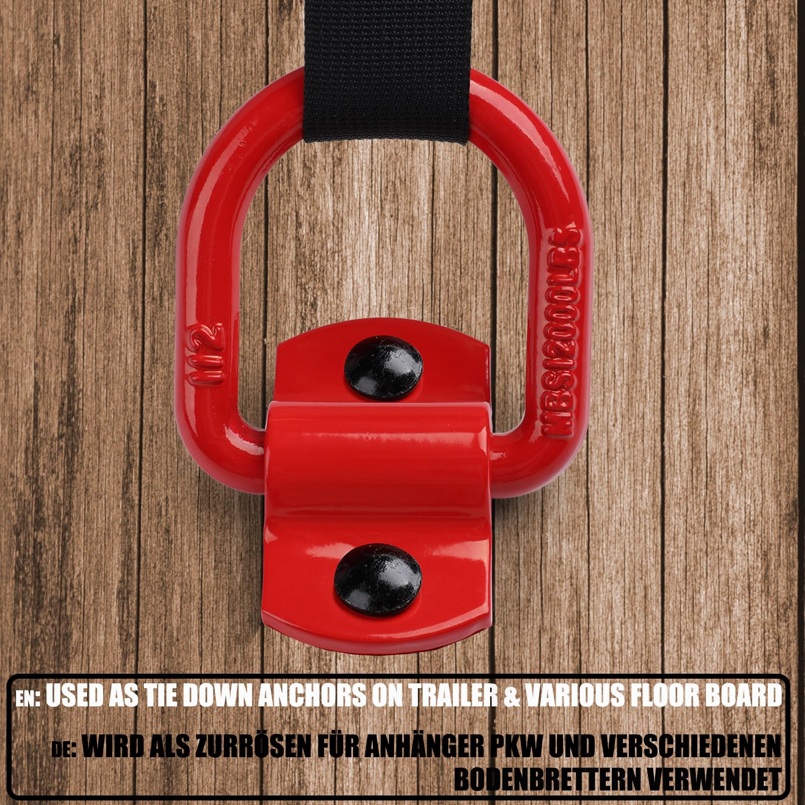 VEXPLO® 5400 kg, anelli di fissaggio per rimorchi auto, accessori per rimorchi, 4 pezzi, anelli di fissaggio (rosso)
